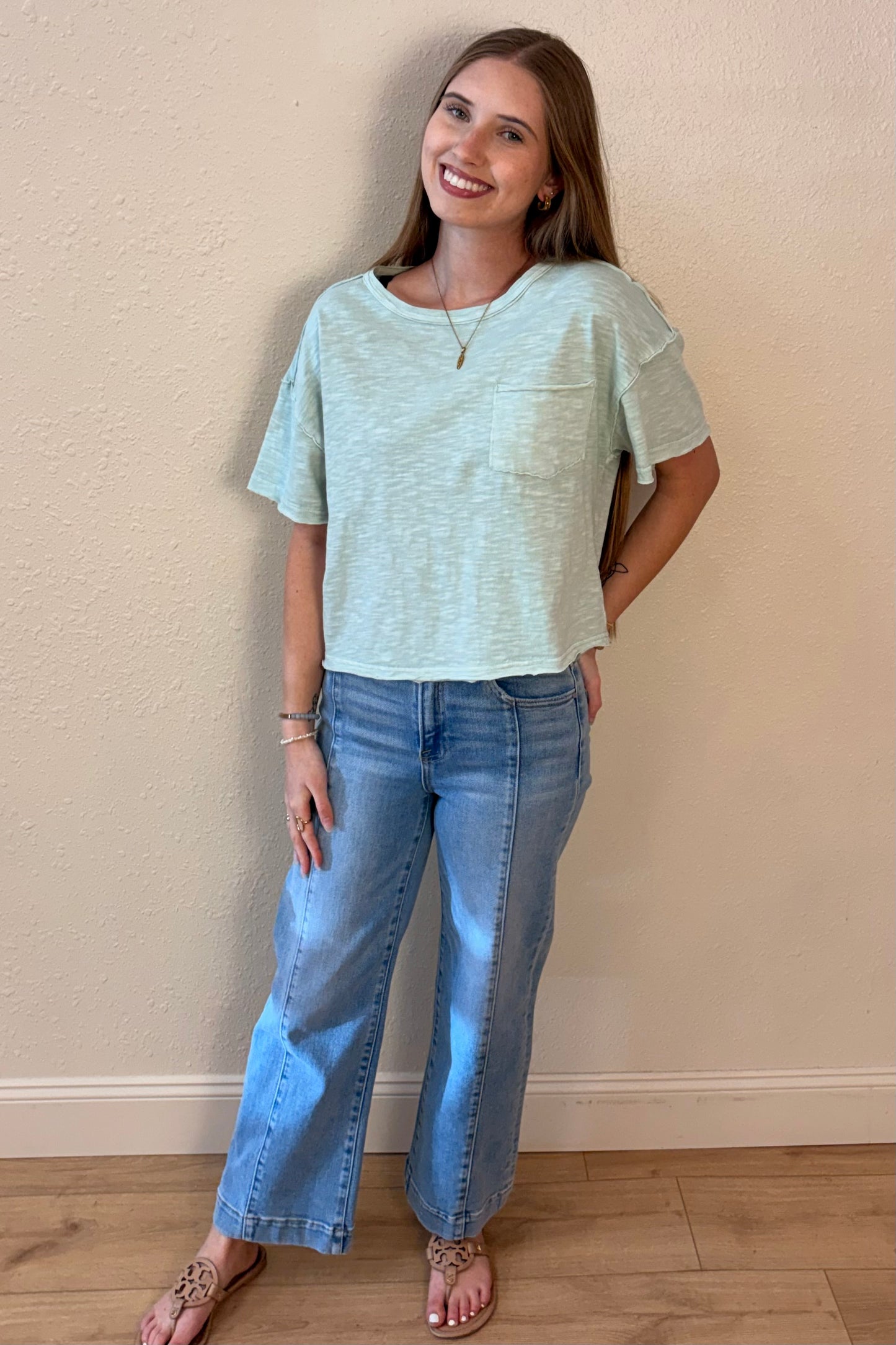 Sloane Mint Green Exposed Seam T-Shirt