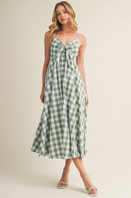 Miranda Tie Front Gingham Dress