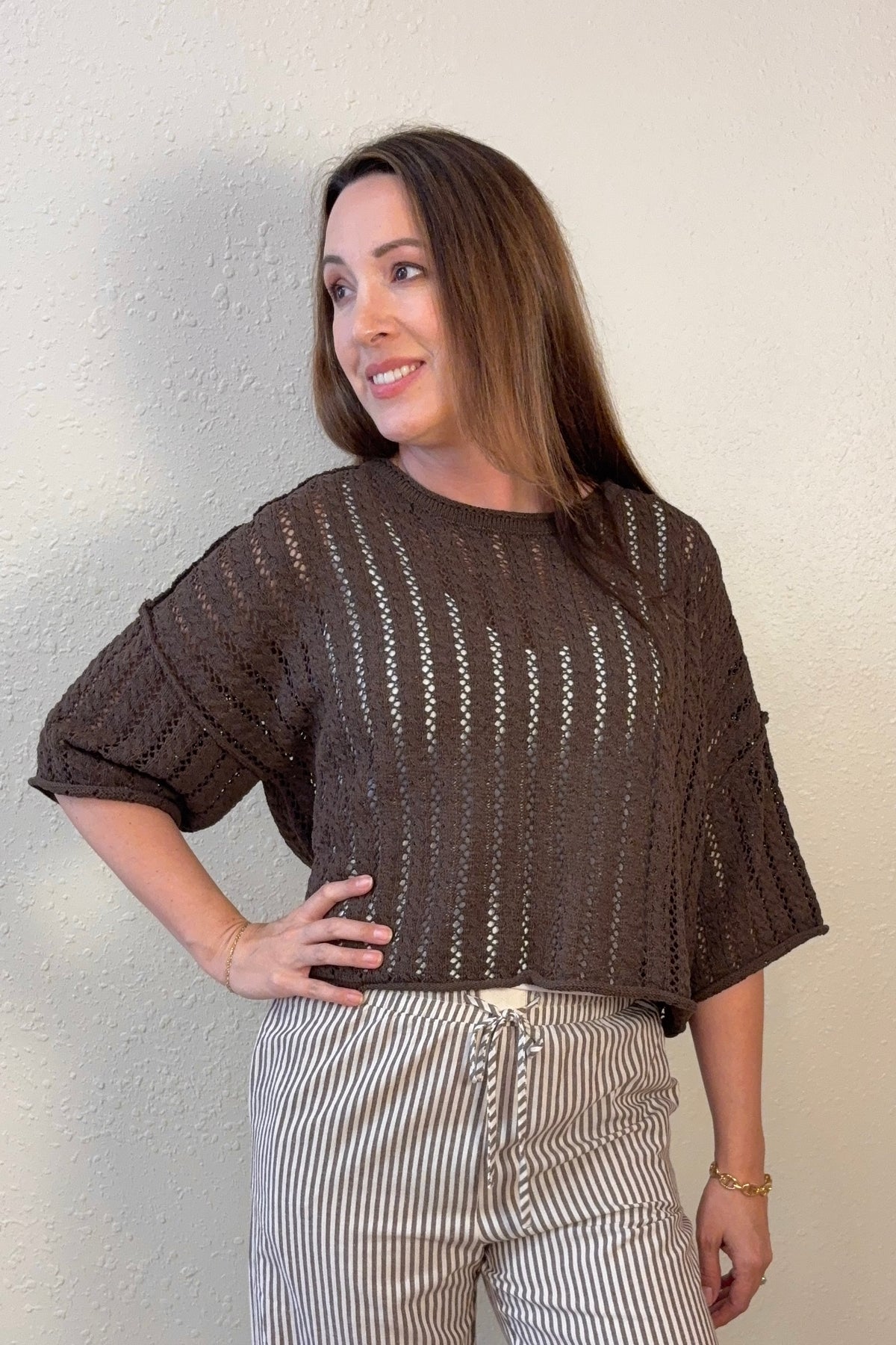 Abby Open Knit Cropped Sweater