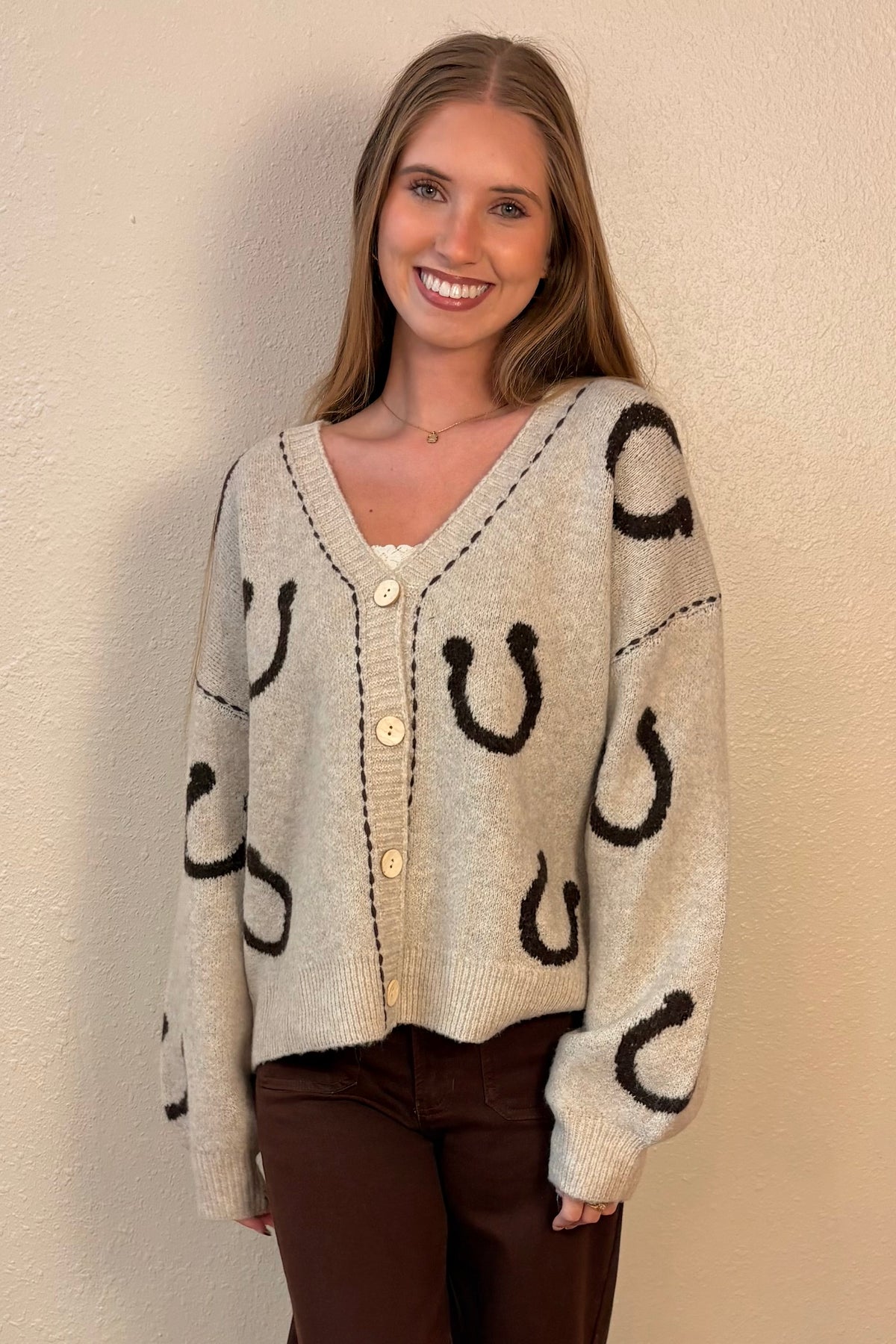 Morgan Horseshoe Print Cardigan Sweater