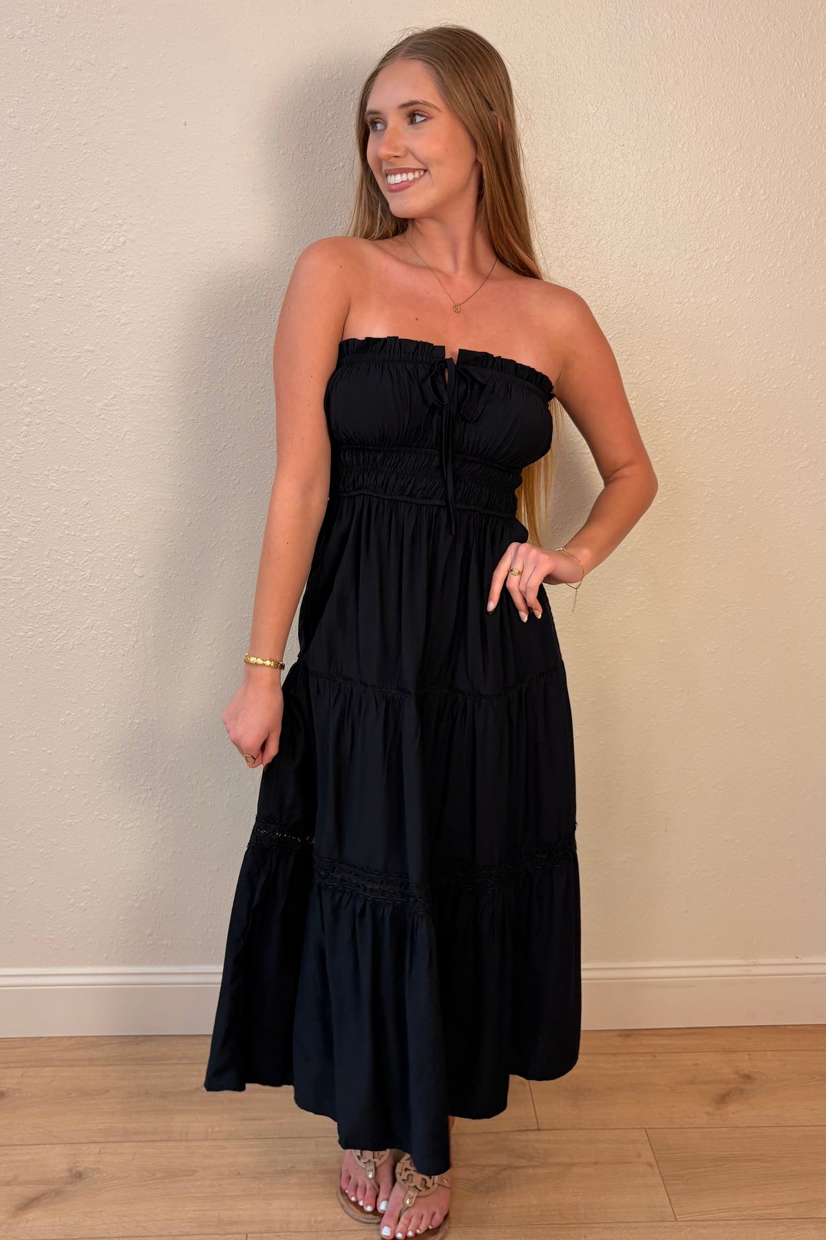 Carmen Black Strapless Maxi Dress