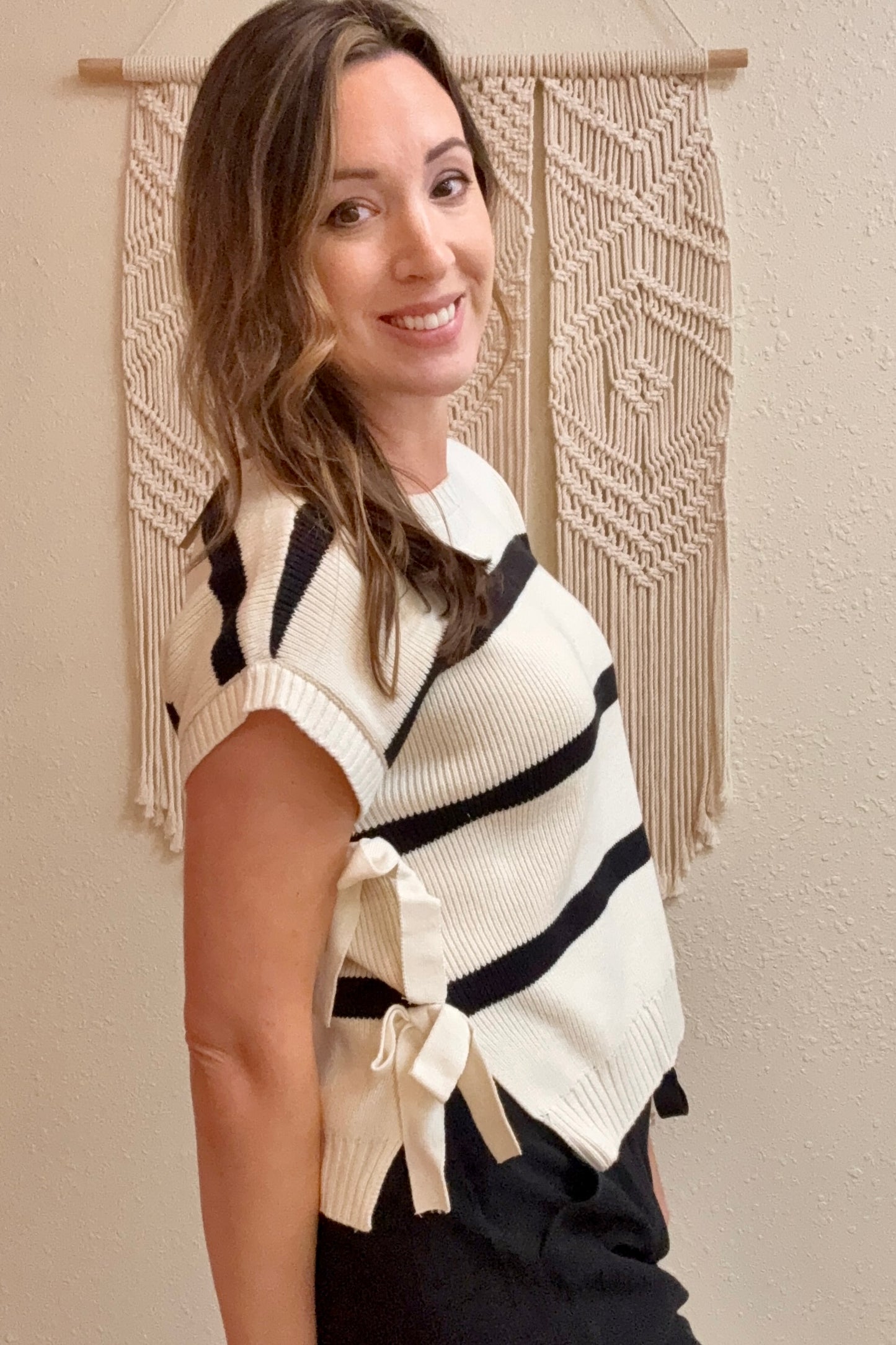 Morgan Striped Side Tie Sweater