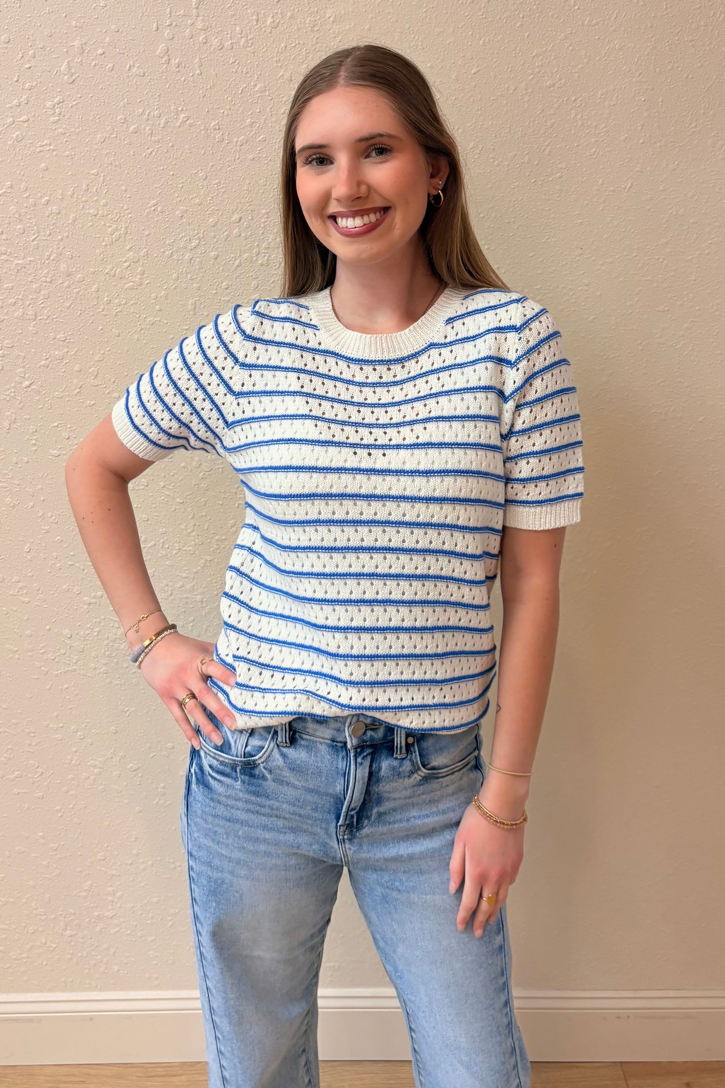 Ivy Blue Stripe Knit Top