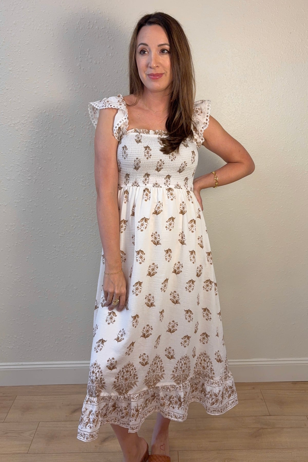 Louisa Floral Ruffle Trim Maxi Dress