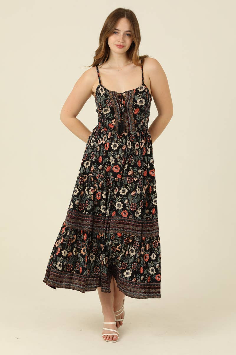 Mia Floral Open Back Maxi Dress