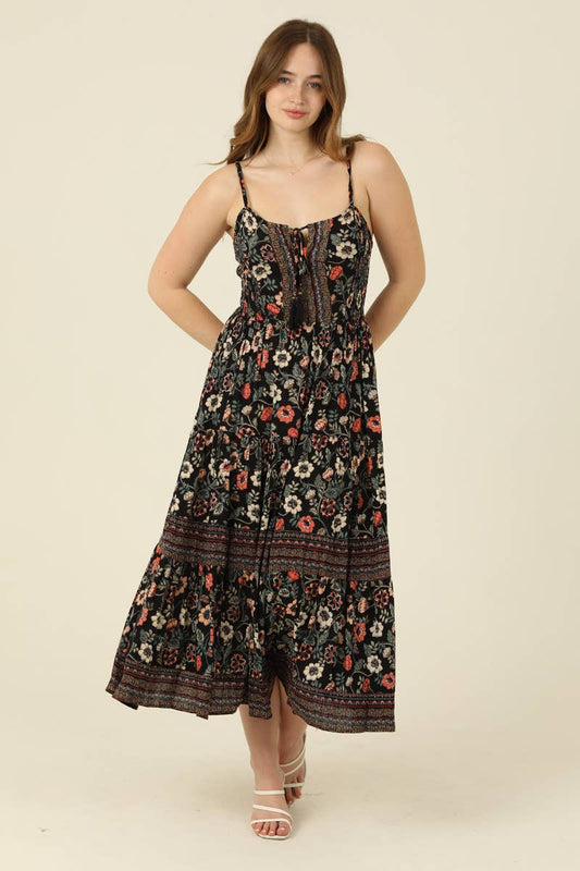 Mia Floral Open Back Maxi Dress