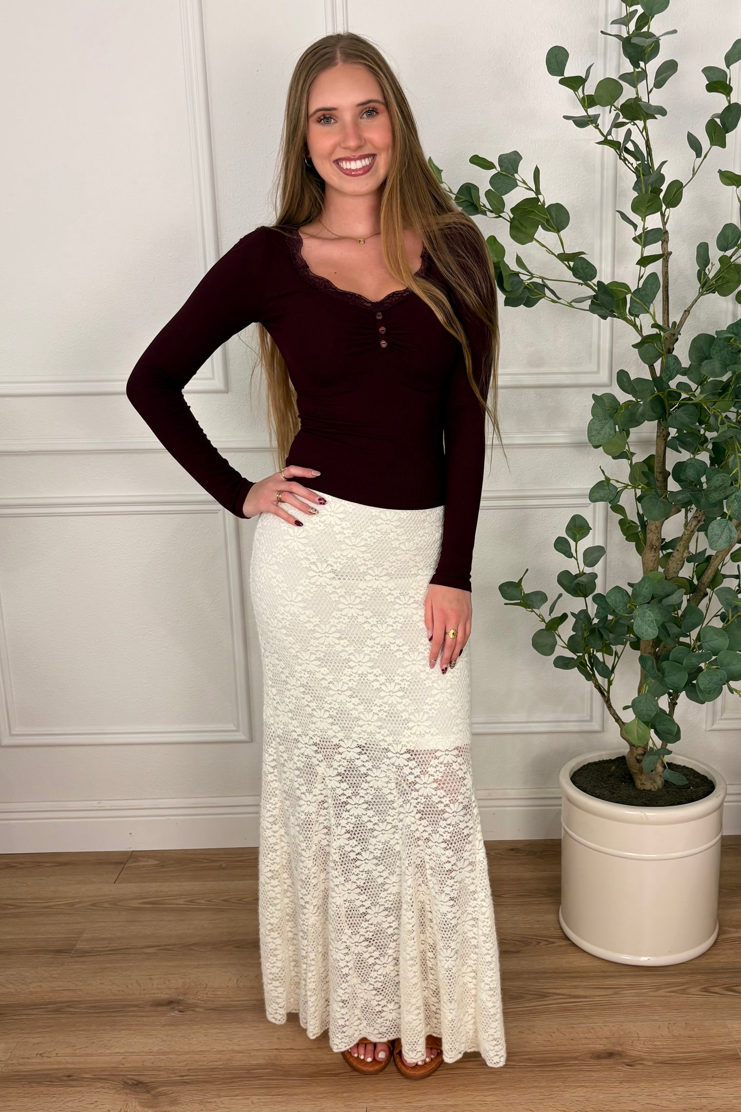Sienna Ivory Lace Maxi Skirt
