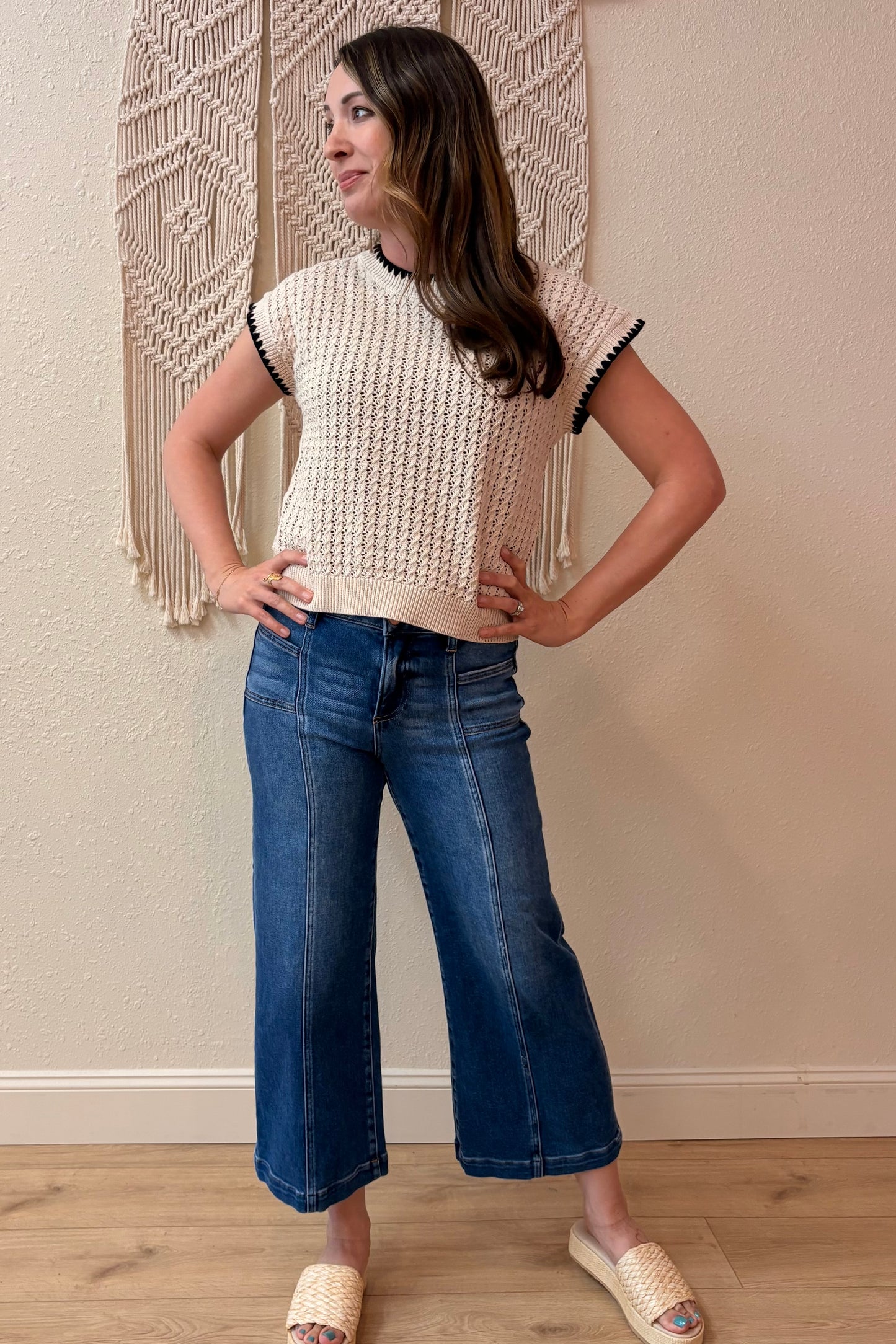Caroline Short Sleeve Crochet Top