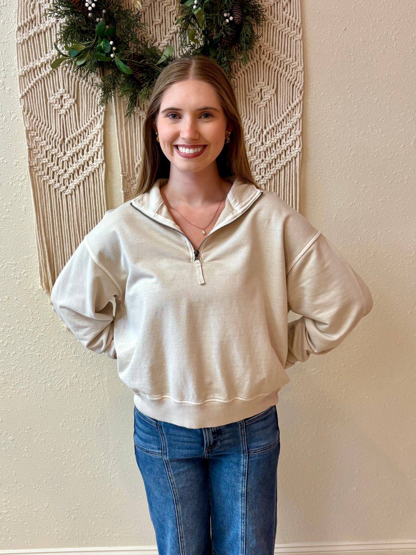 Millie Half Zip Mineral Wash Sweatshirt