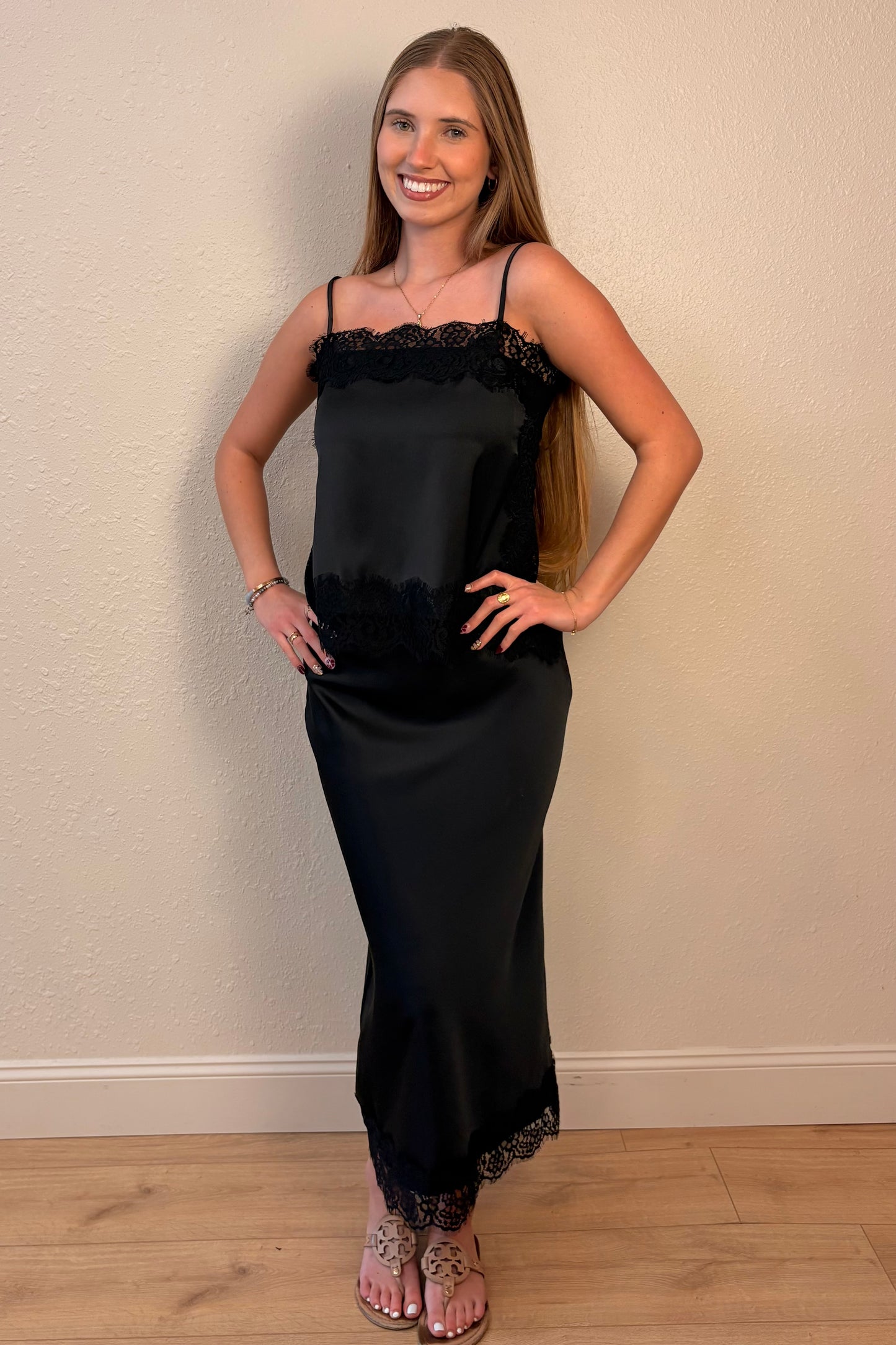 Amber Black Lace Trim Cami Tank Top