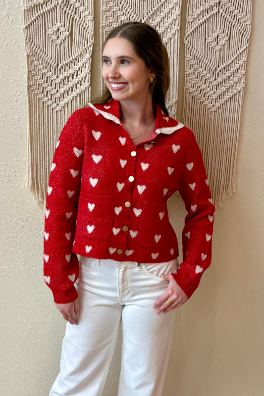 Lila Heart Cardigan Sweater