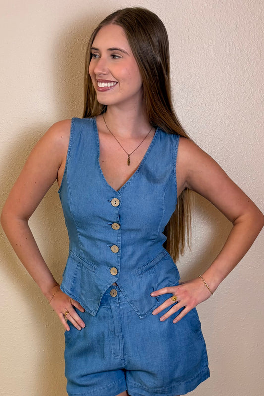 Lindsey Chambray Vest Top
