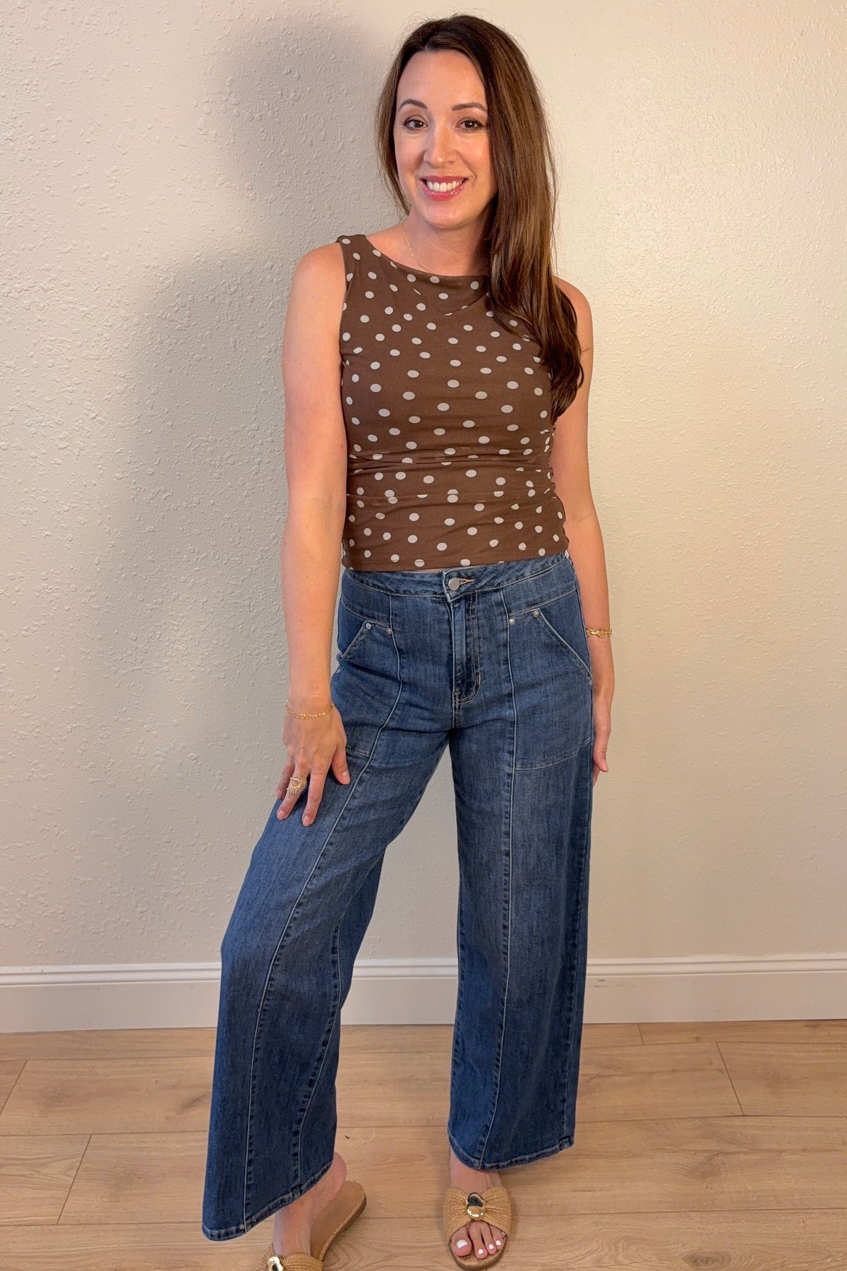 Marley Polka Dot Ruched Sleeveless Top