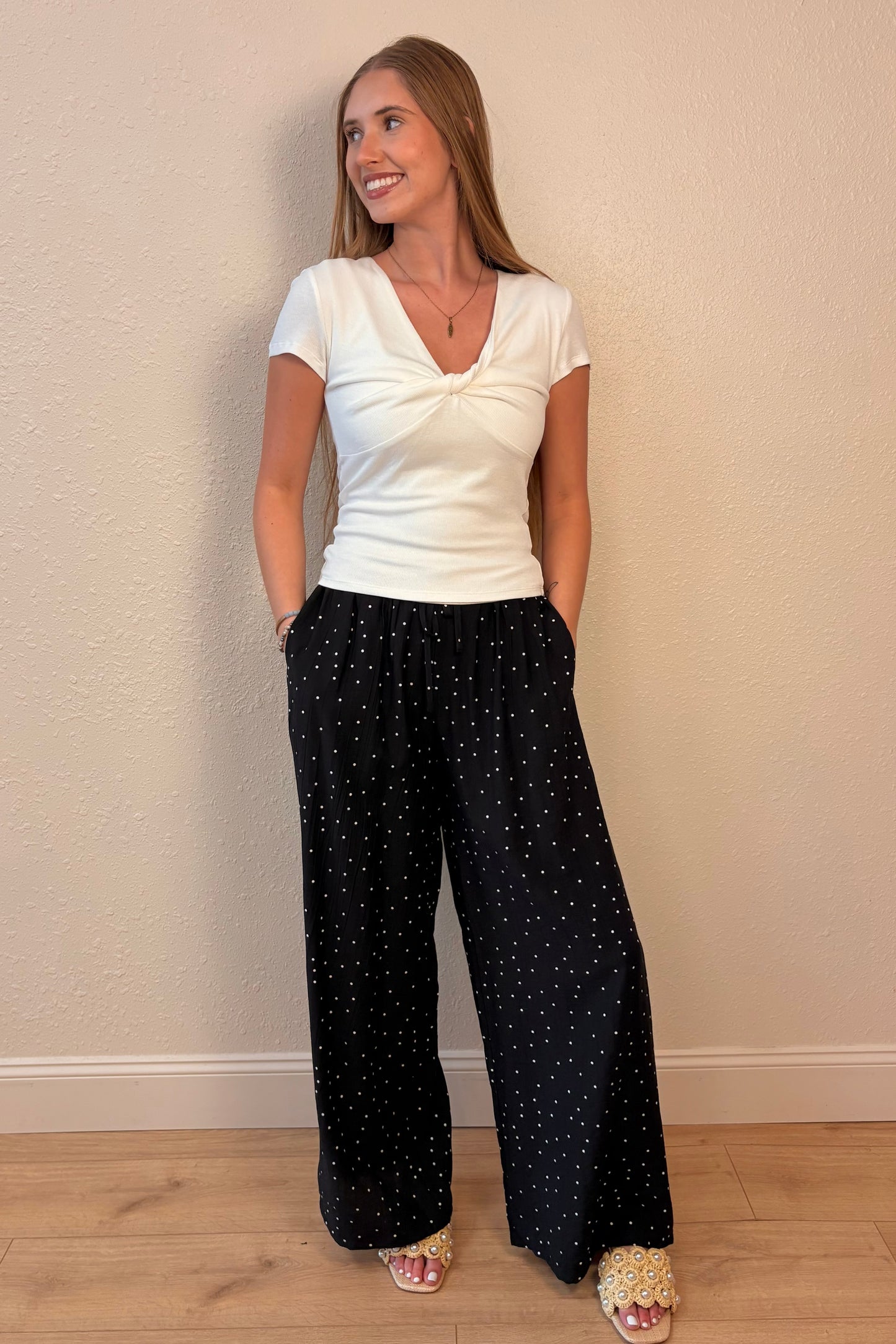 Olivia Black Polka Dot Wide Leg Pants