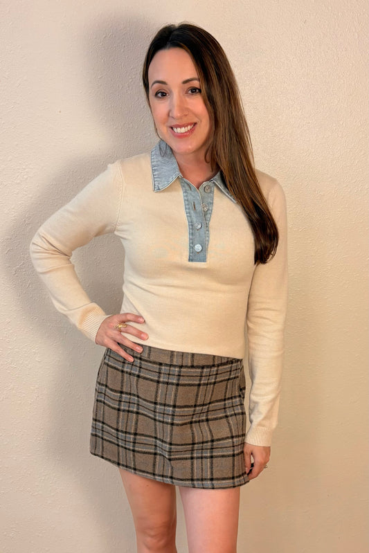 Delaney Denim Collared Sweater