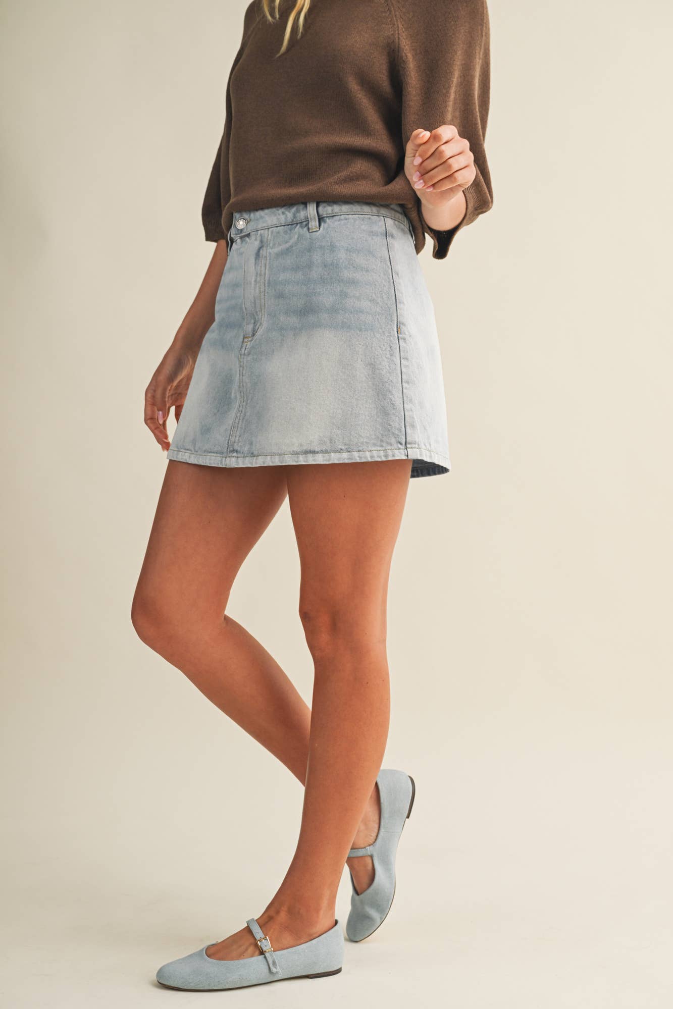 Savannah Light Wash Denim Skort