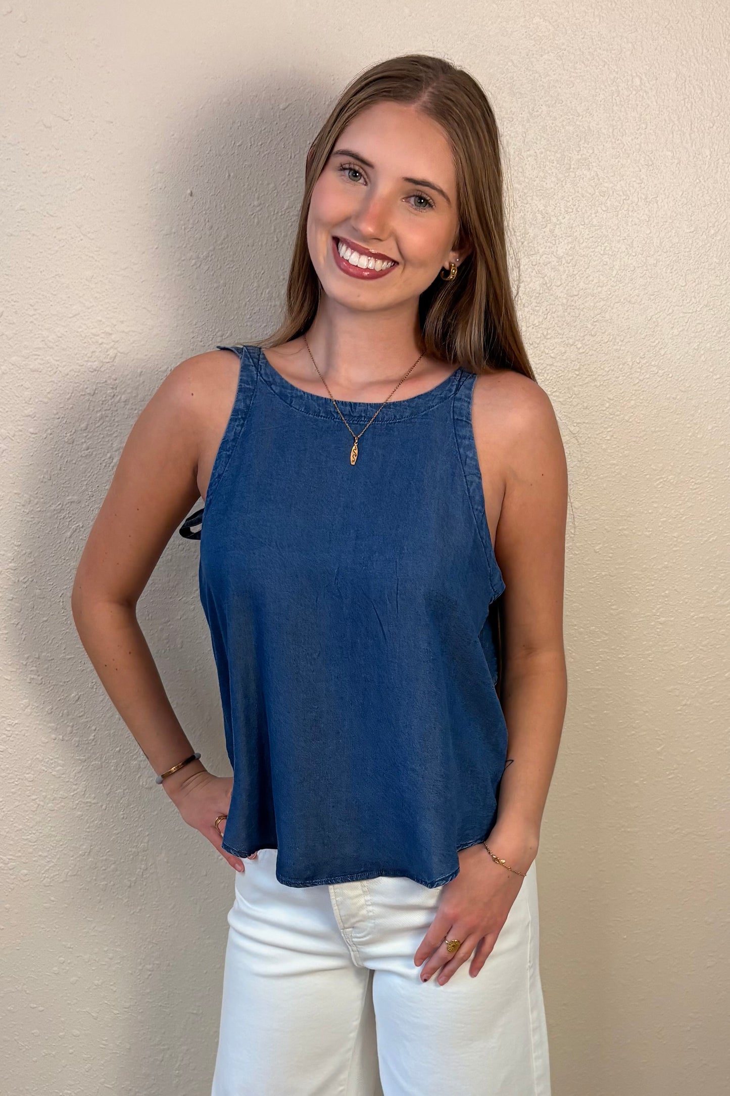 Amelia Mineral Wash Denim Tank