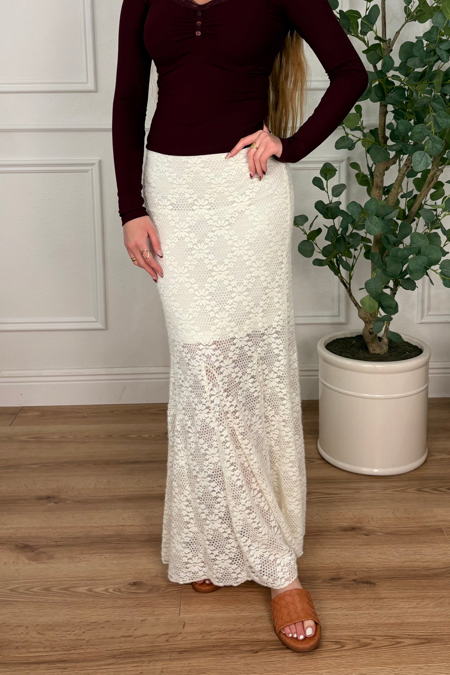 Sienna Ivory Lace Maxi Skirt