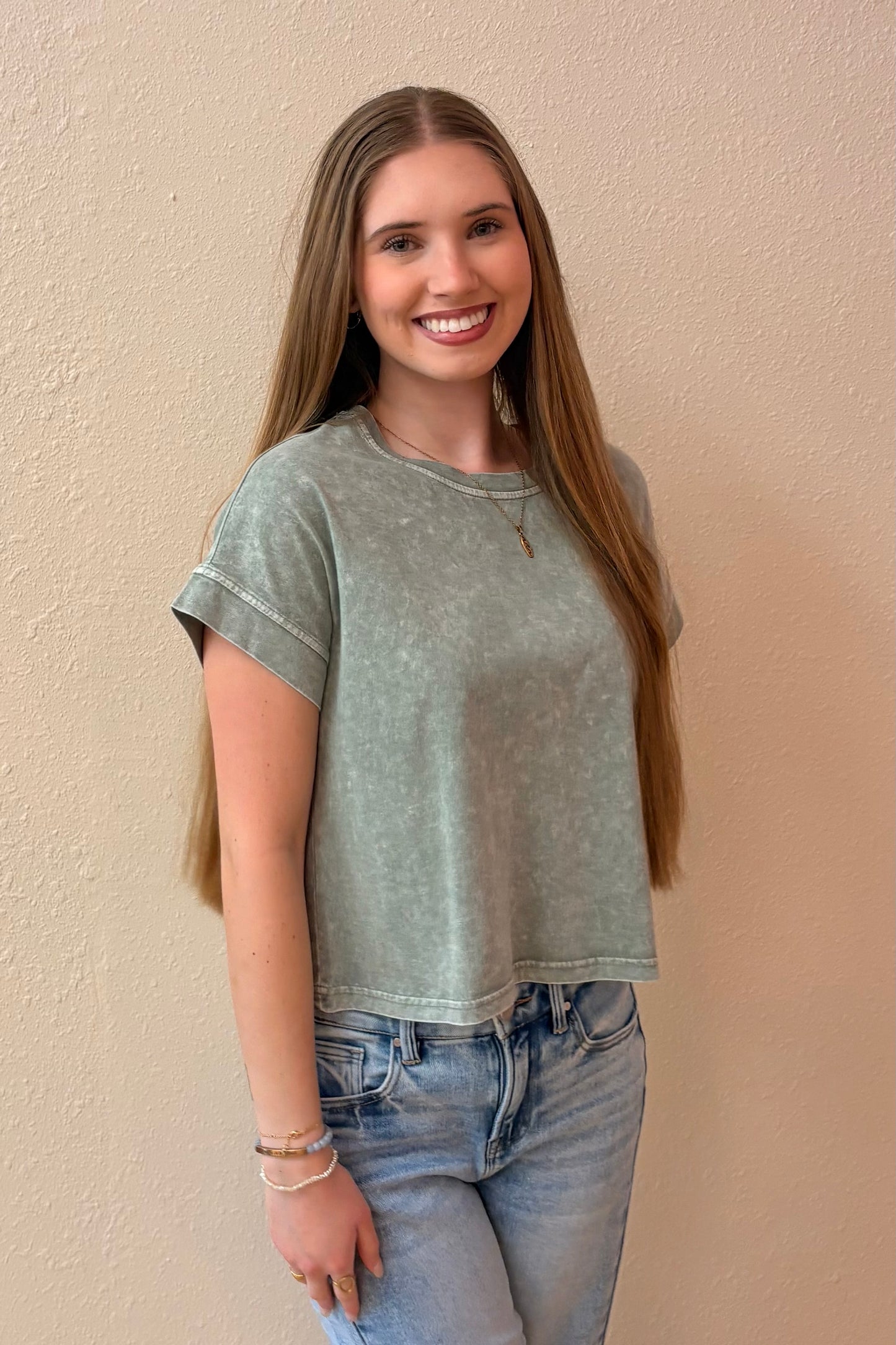 Gianna Green Short Sleeve Tee Shirt