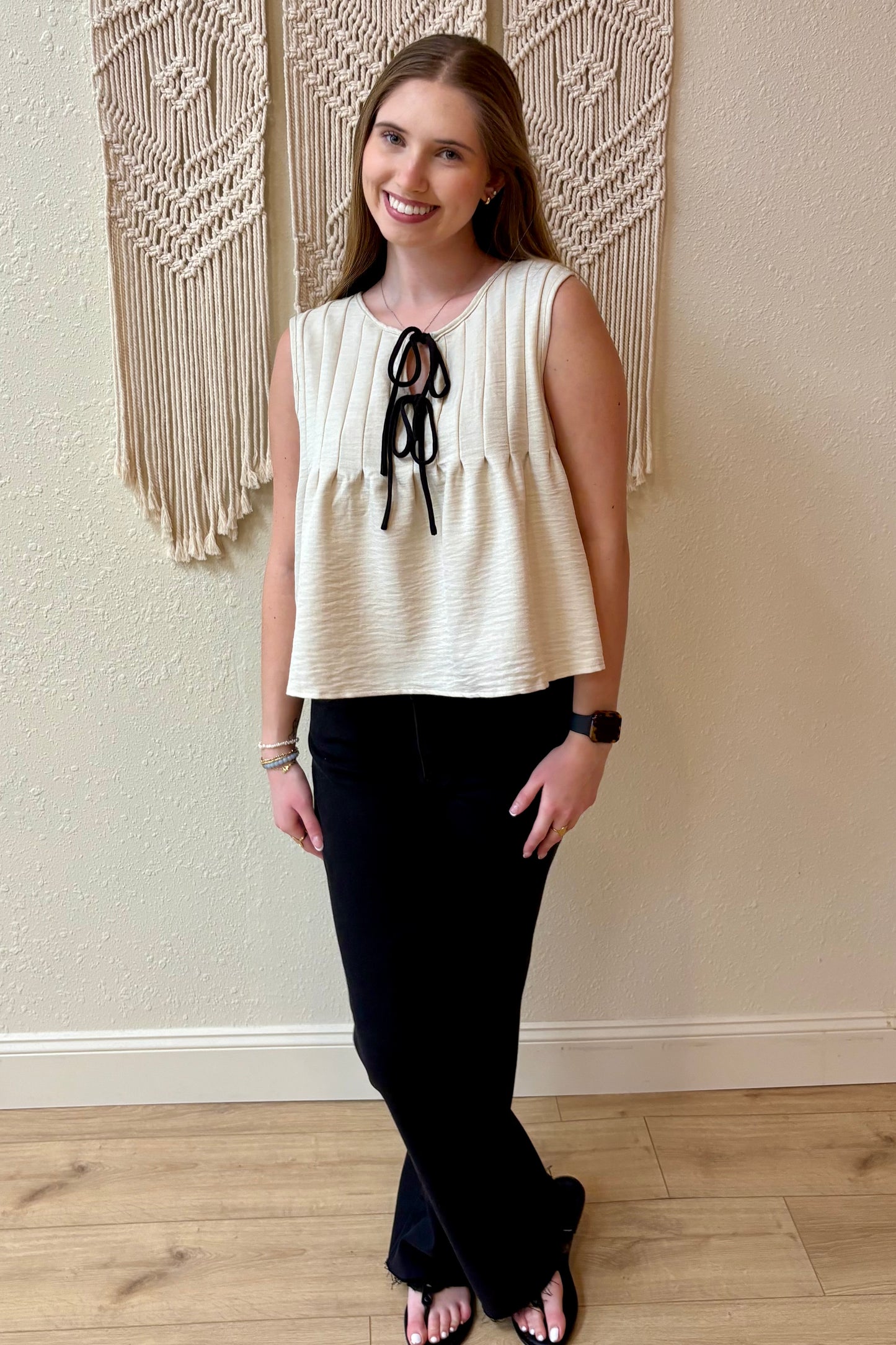 Abigail Pleated Tie Front Top