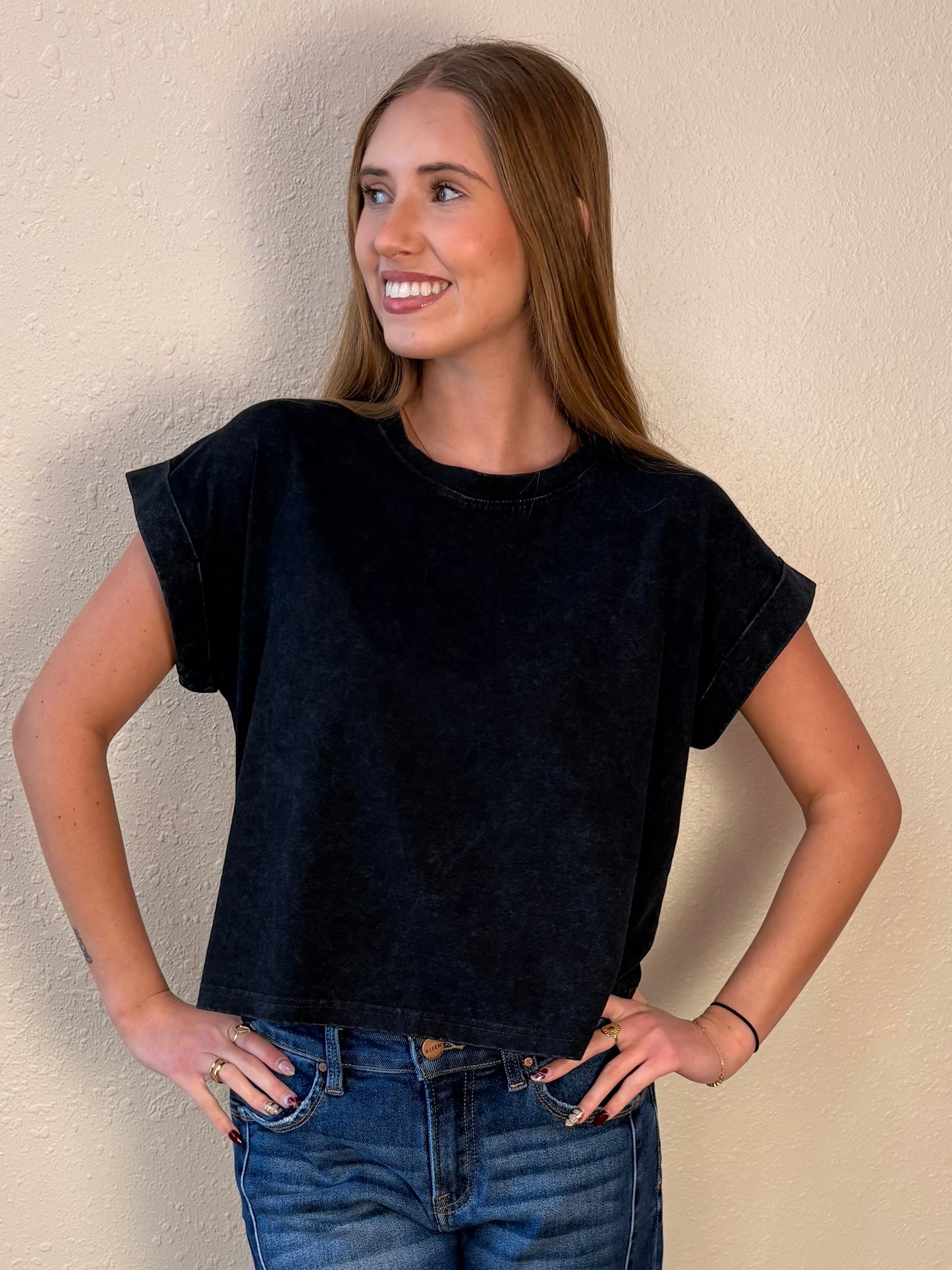Zara Black Mineral Wash T-Shirt