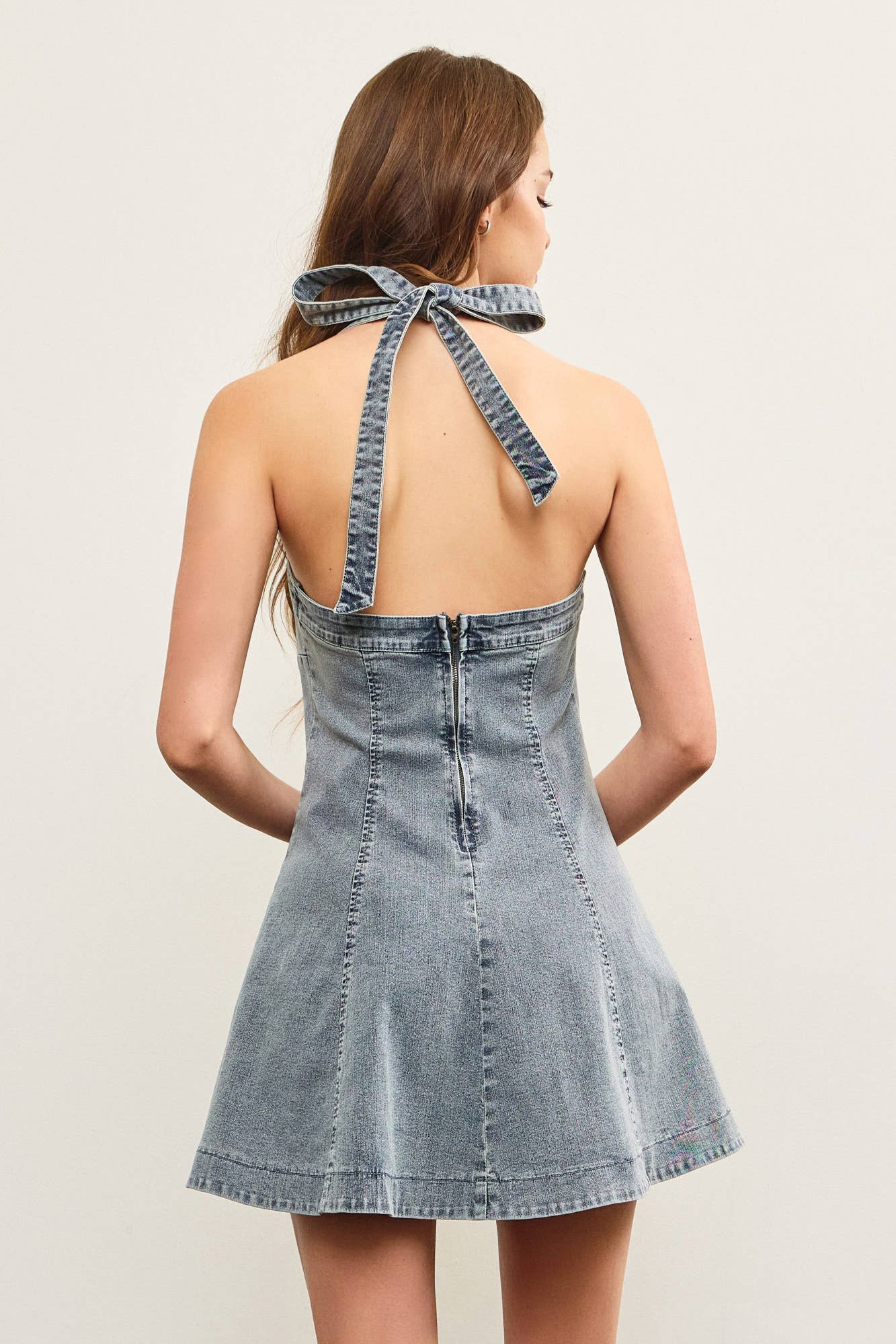 Ava Denim Halter Neck Dress