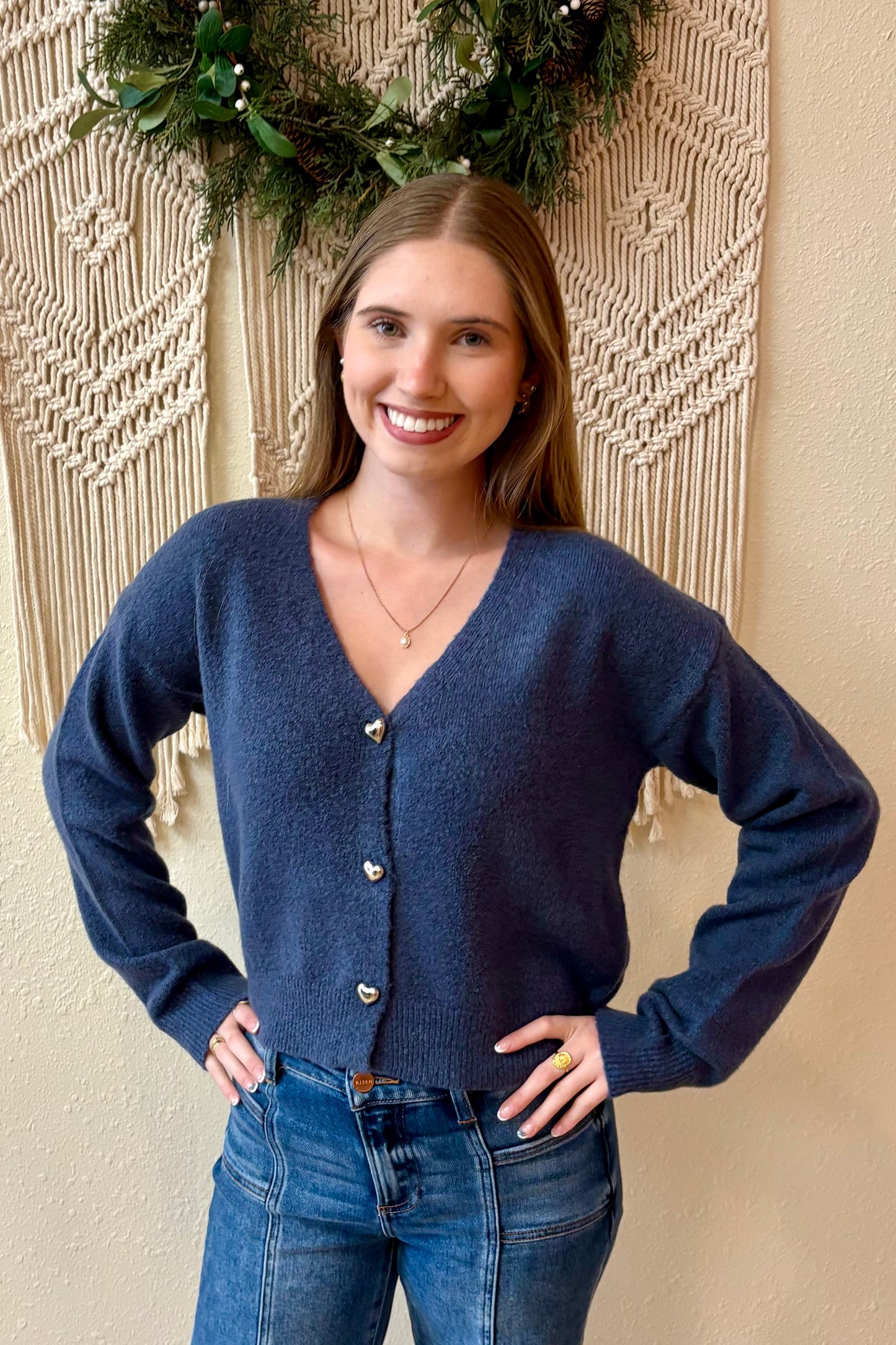 Keira Heart Button Sweater