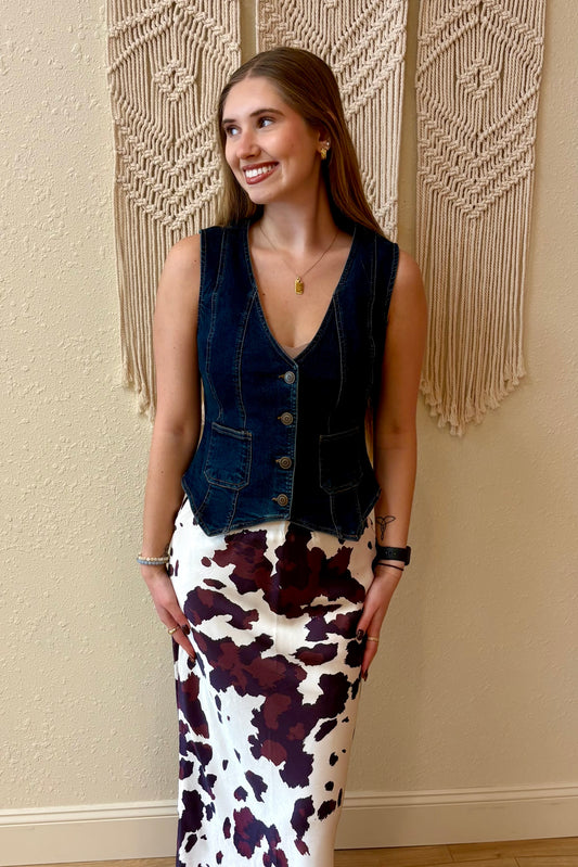 Louise Button Front Denim Vest