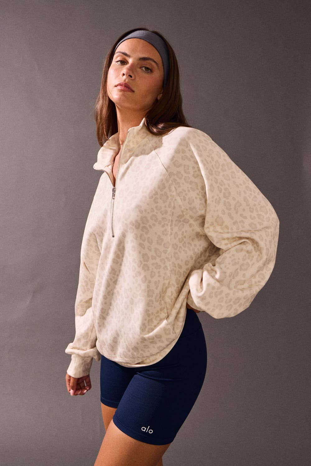 Marlene Leopard Quarter Zip Pullover