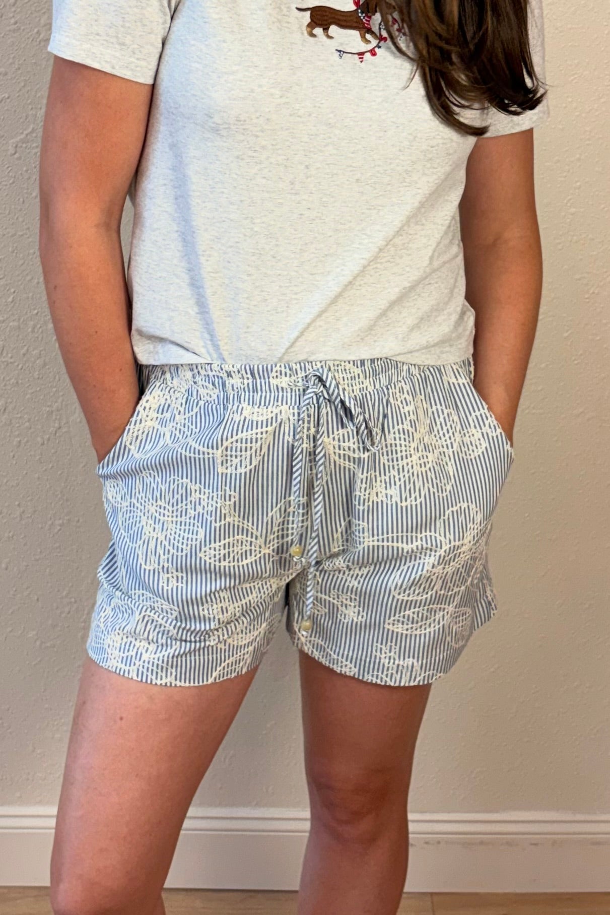 Olivia Embroidered Striped Shorts
