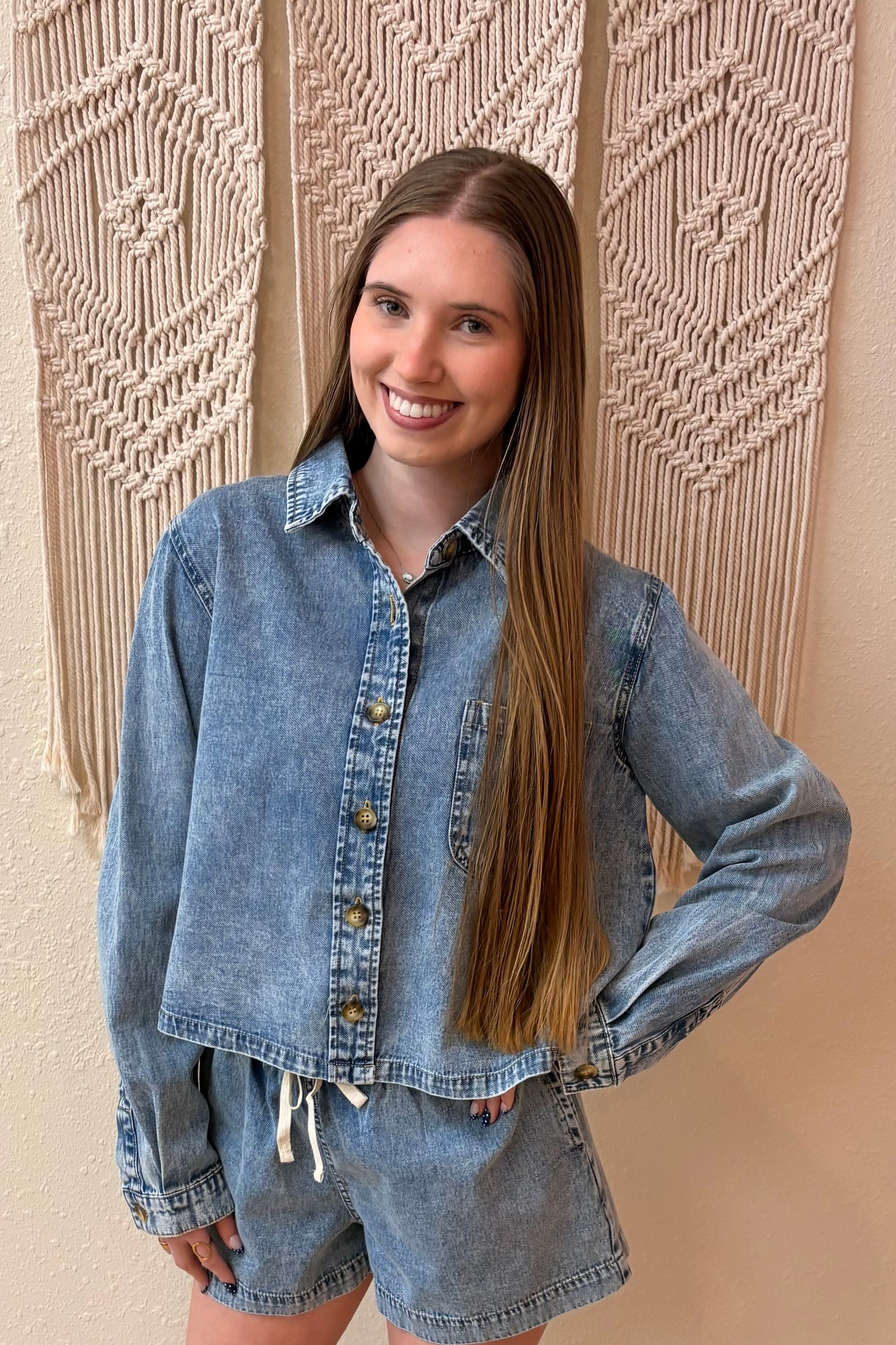 Monica Denim Tie Front Shorts