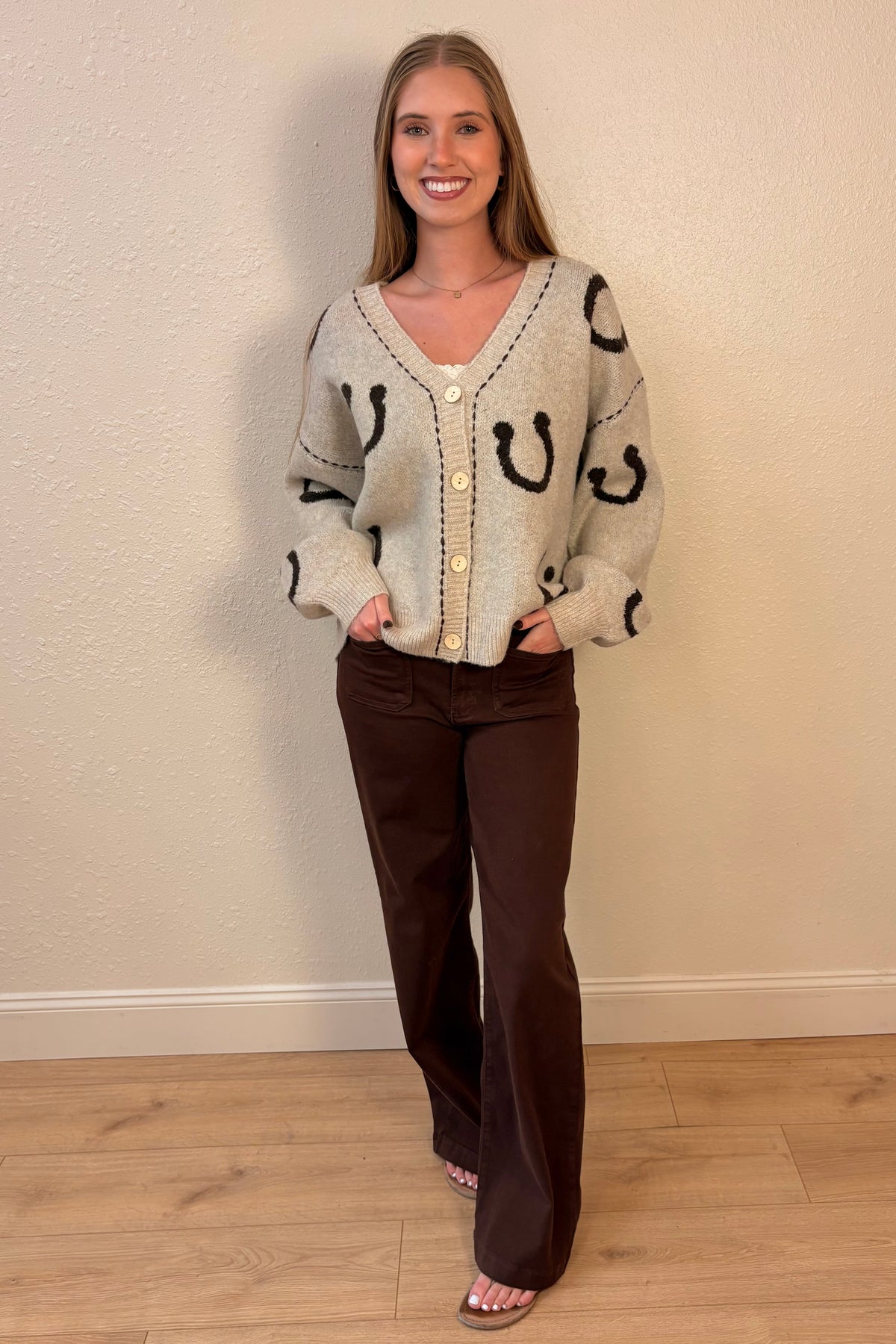 Morgan Horseshoe Print Cardigan Sweater