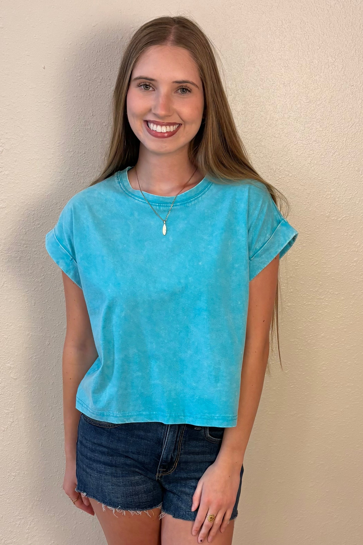 Zara Turquoise Mineral Wash T-Shirt