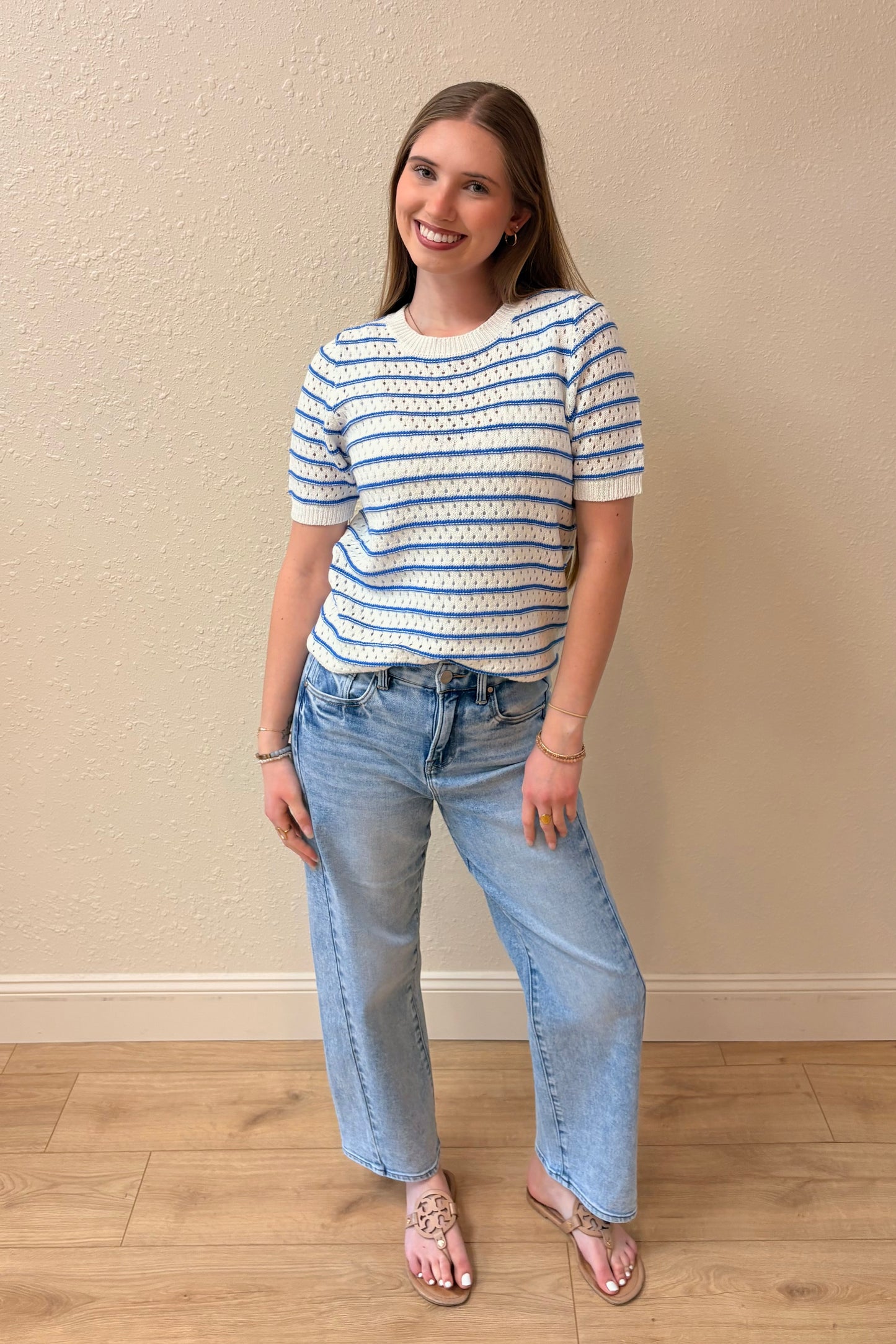 Ivy Blue Stripe Knit Top