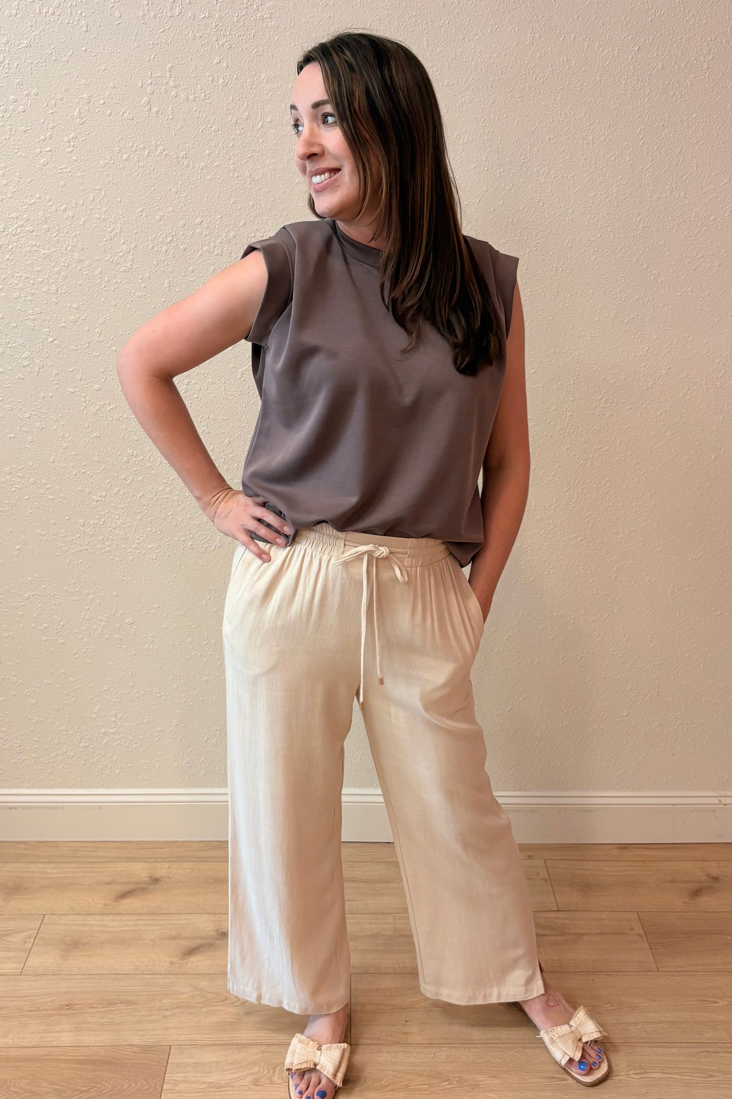 Gina Linen Blend Wide Leg Pants