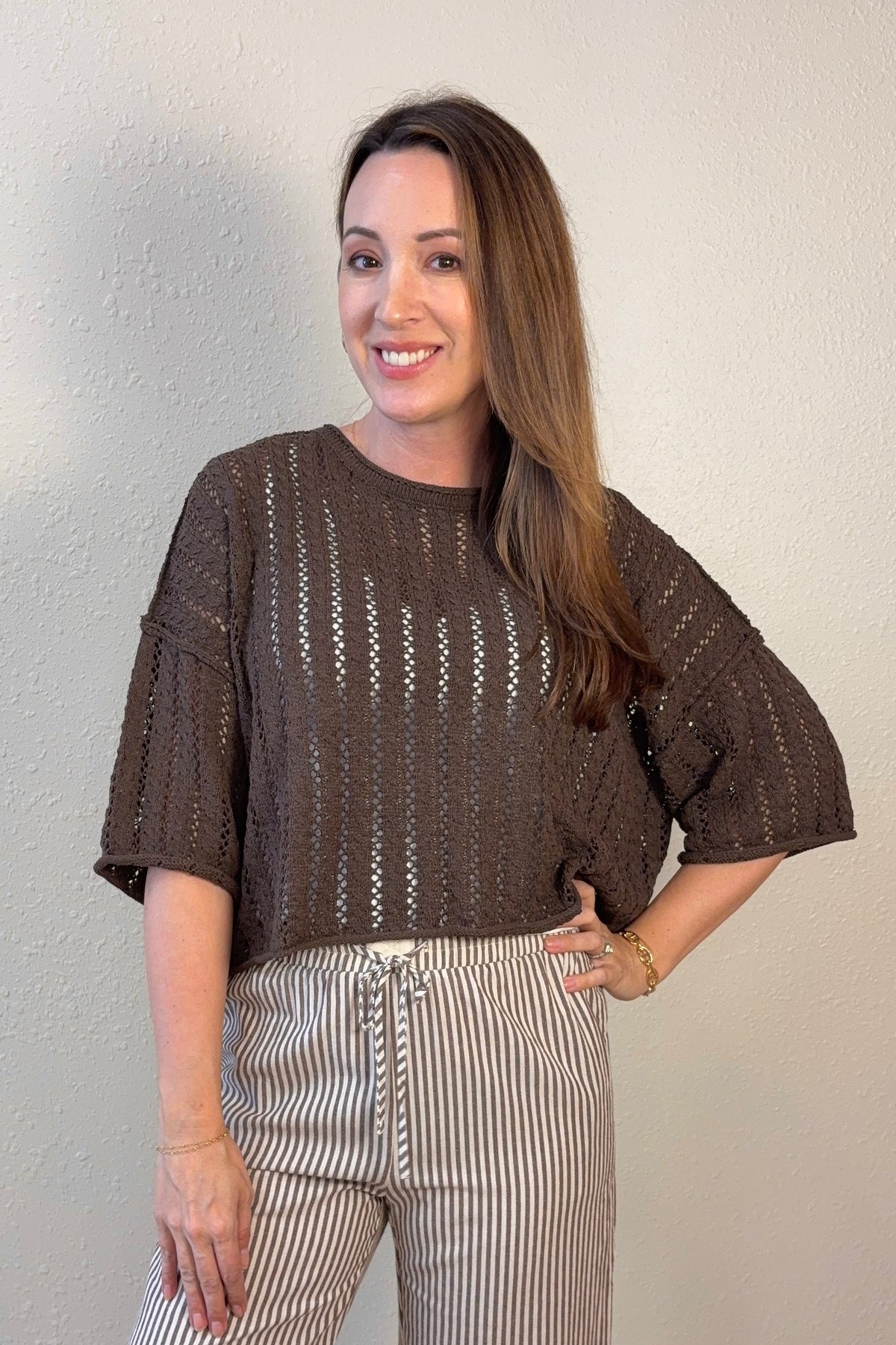 Abby Open Knit Cropped Sweater