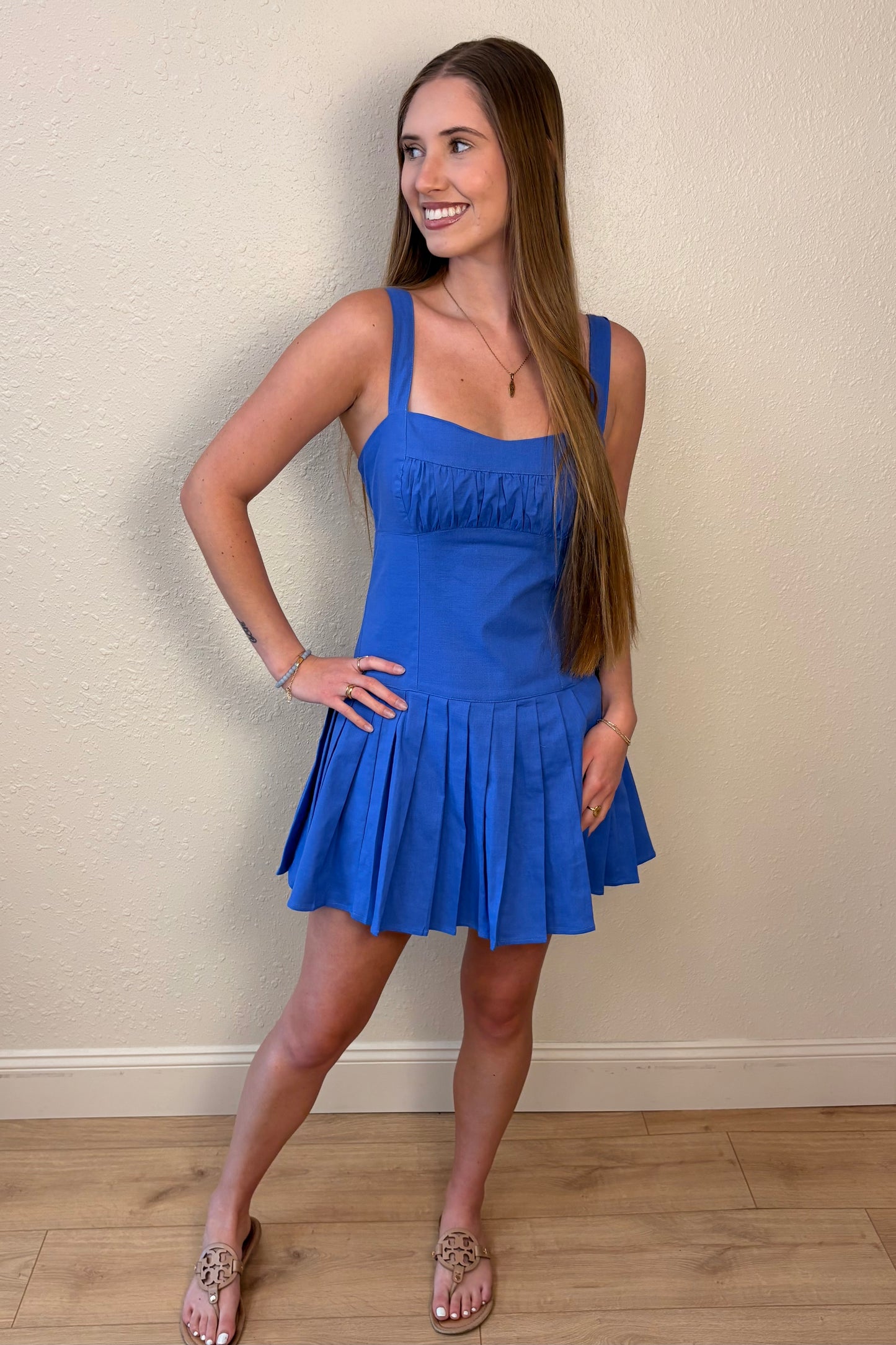 Marley Pleated Tie Back Mini Dress