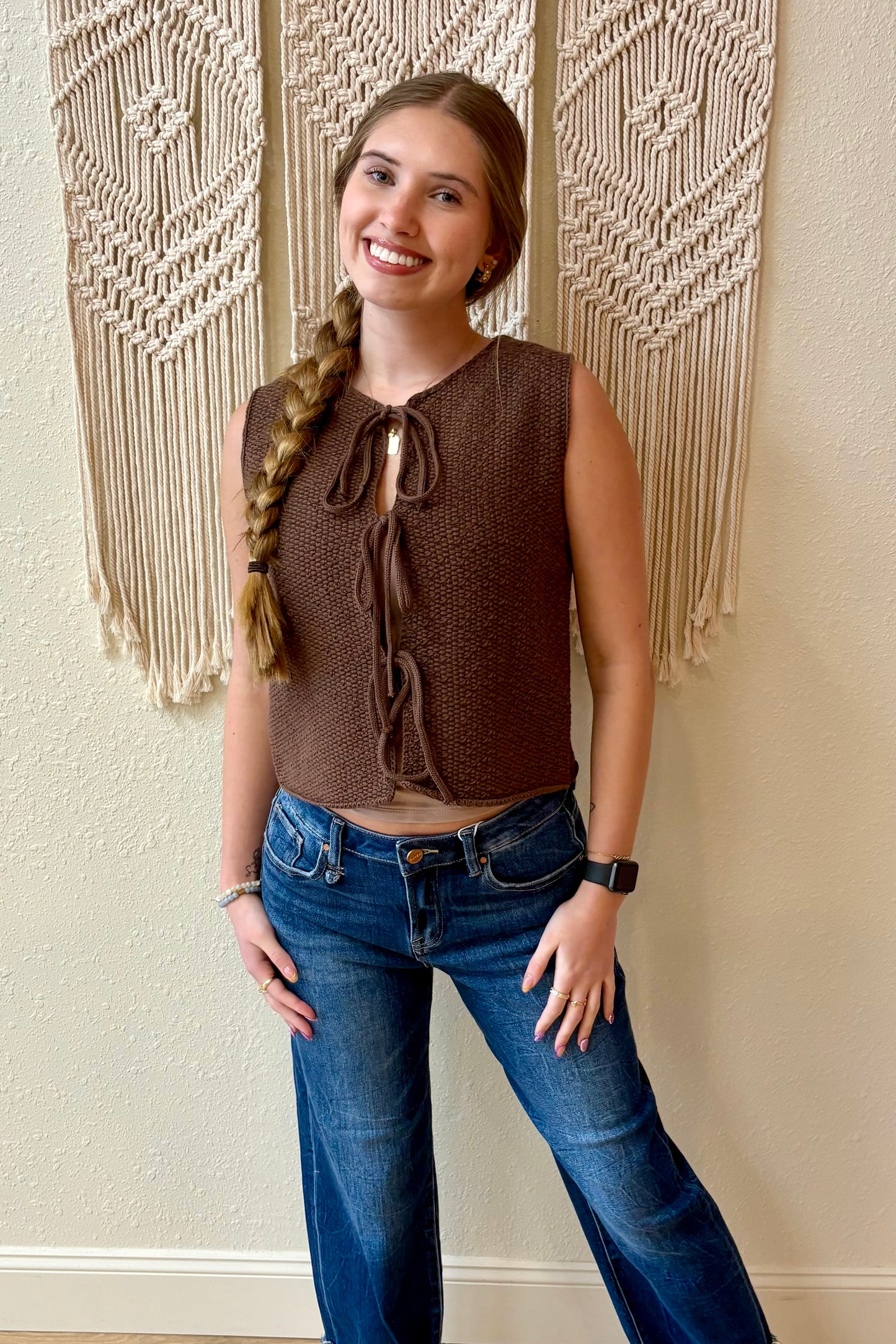 Marigold Tie Front Knit Vest