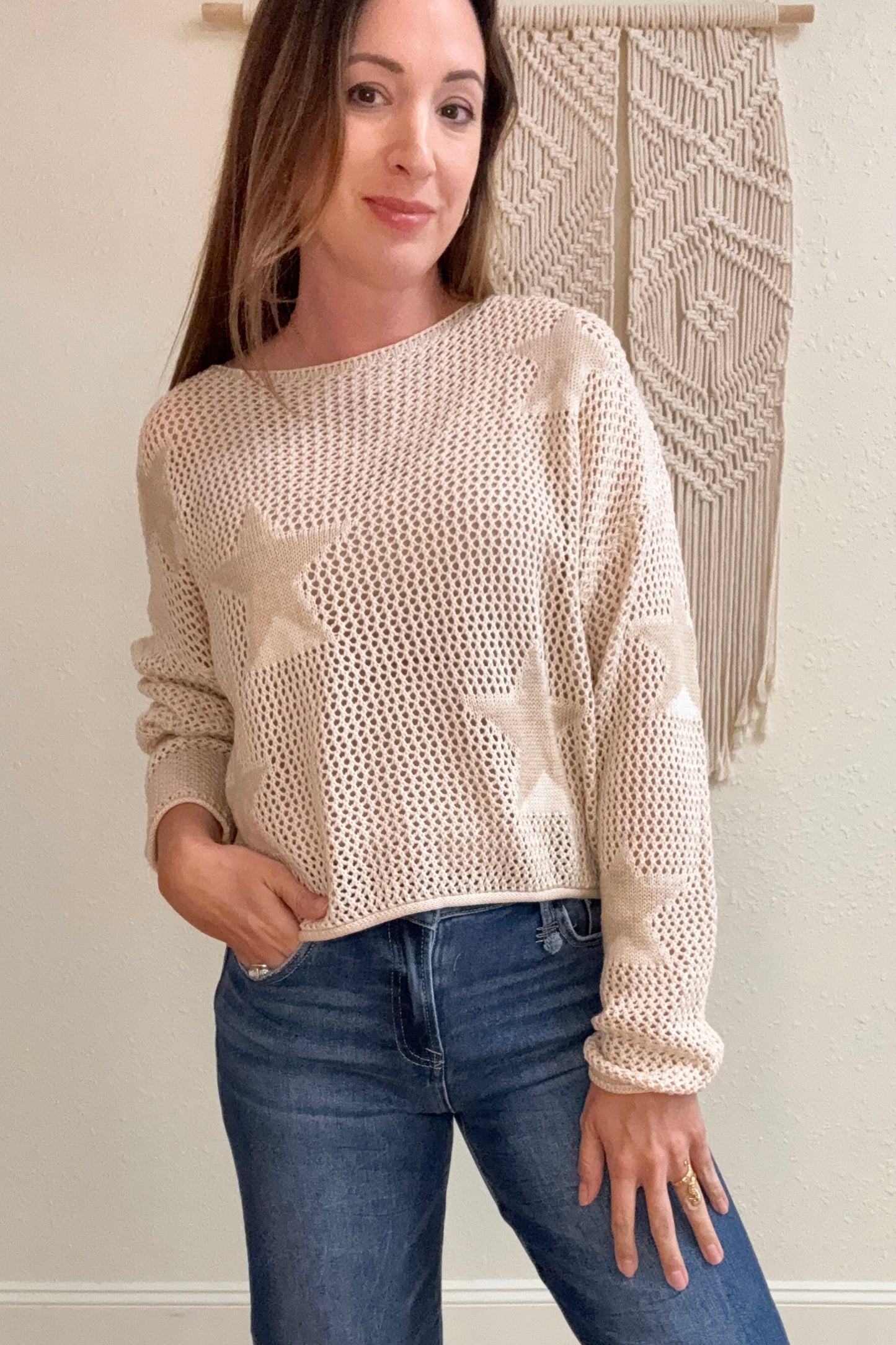 Miranda Star Open Crochet Sweater