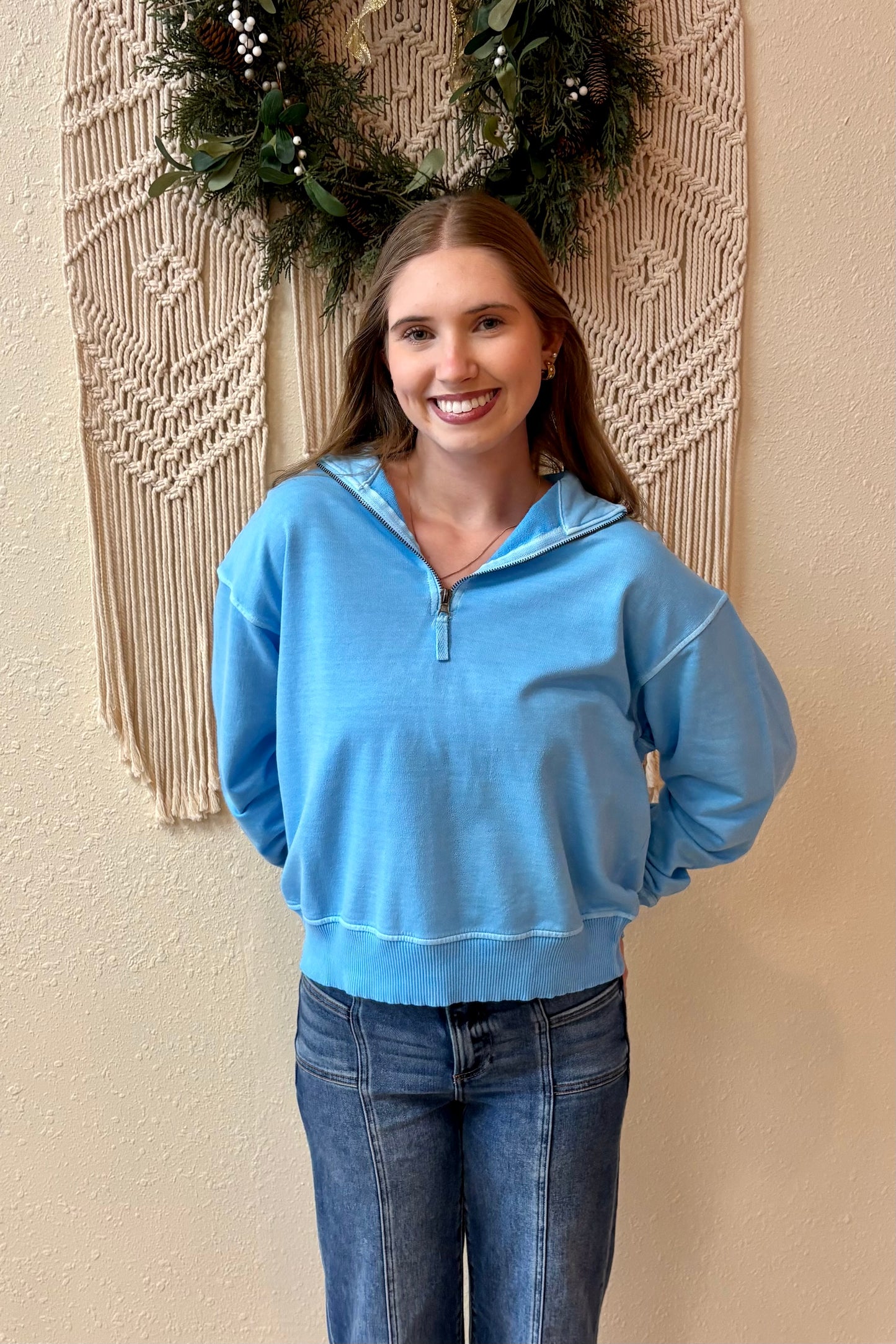Millie Half Zip Mineral Wash Sweatshirt