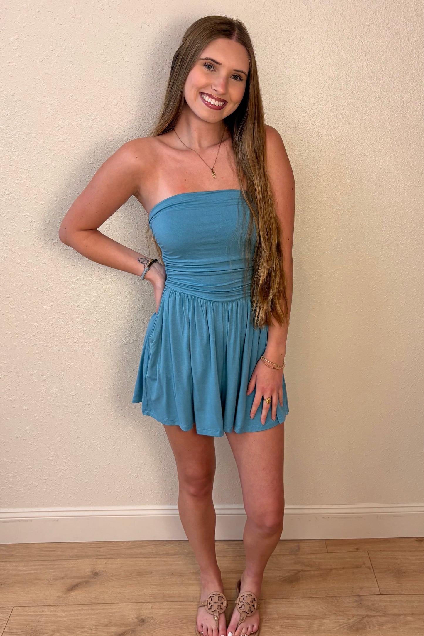 Serenity Light Aqua Strapless Romper