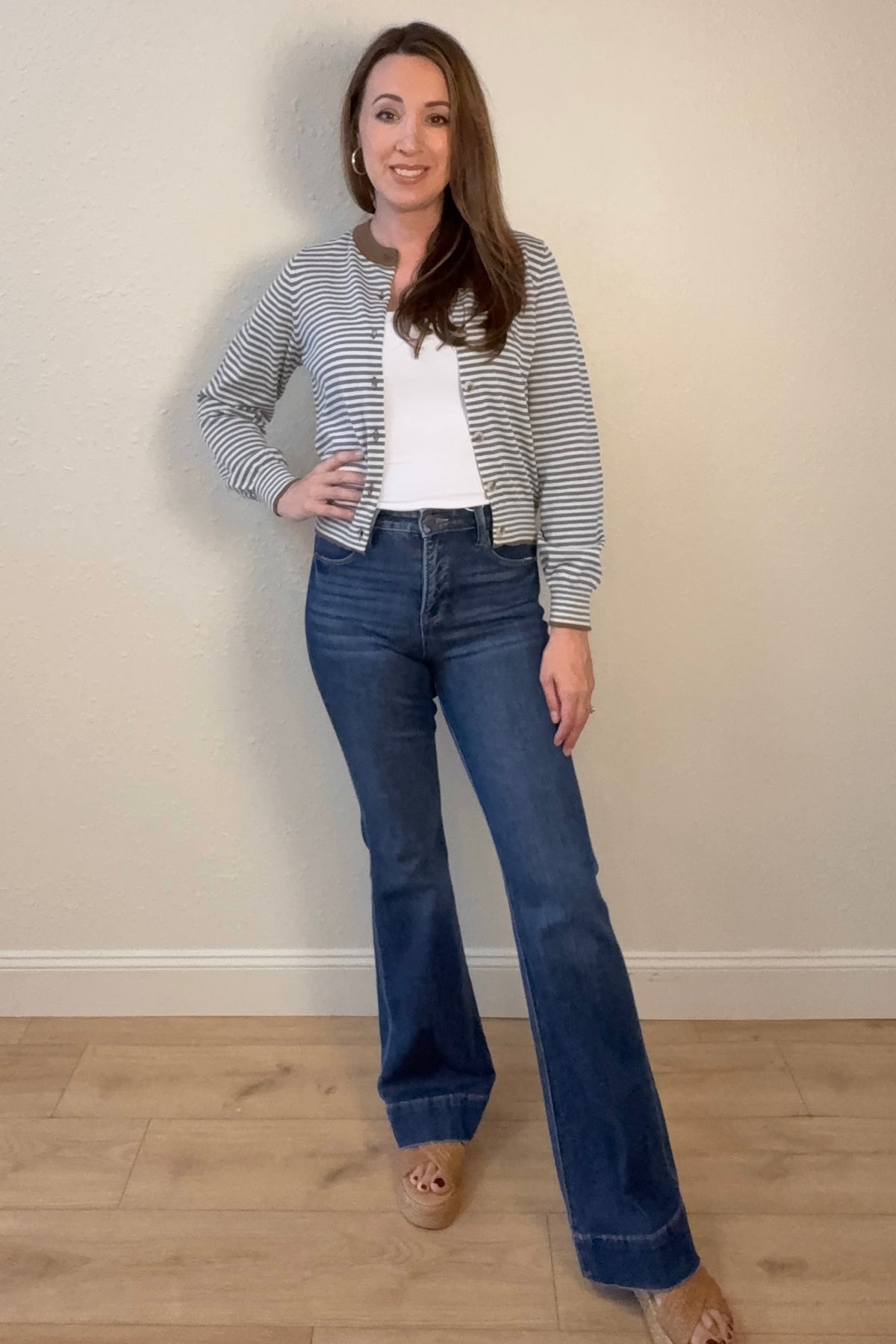 Juliette Blue Stripe Cardigan Sweater