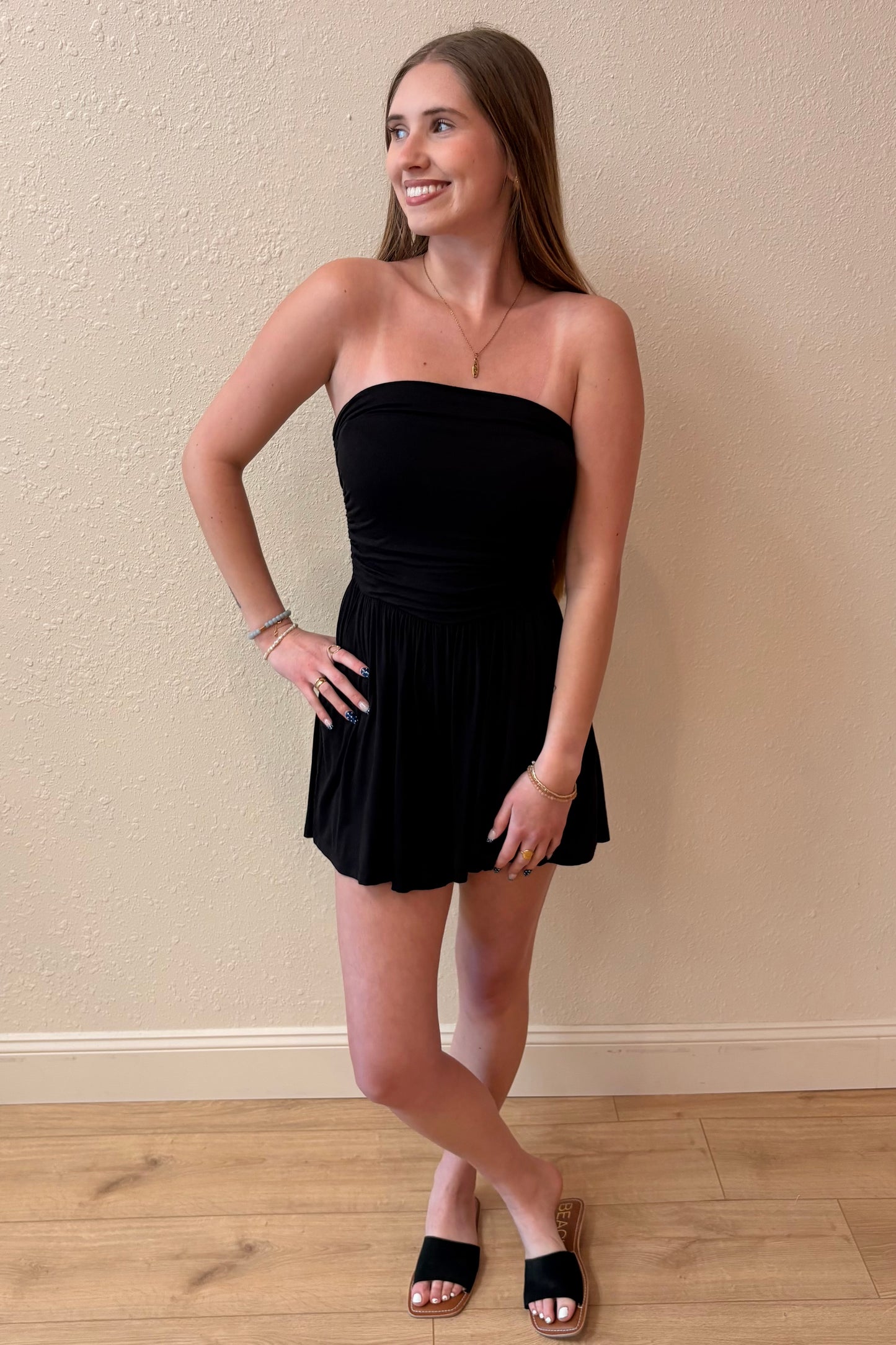 Serenity Black Strapless Romper