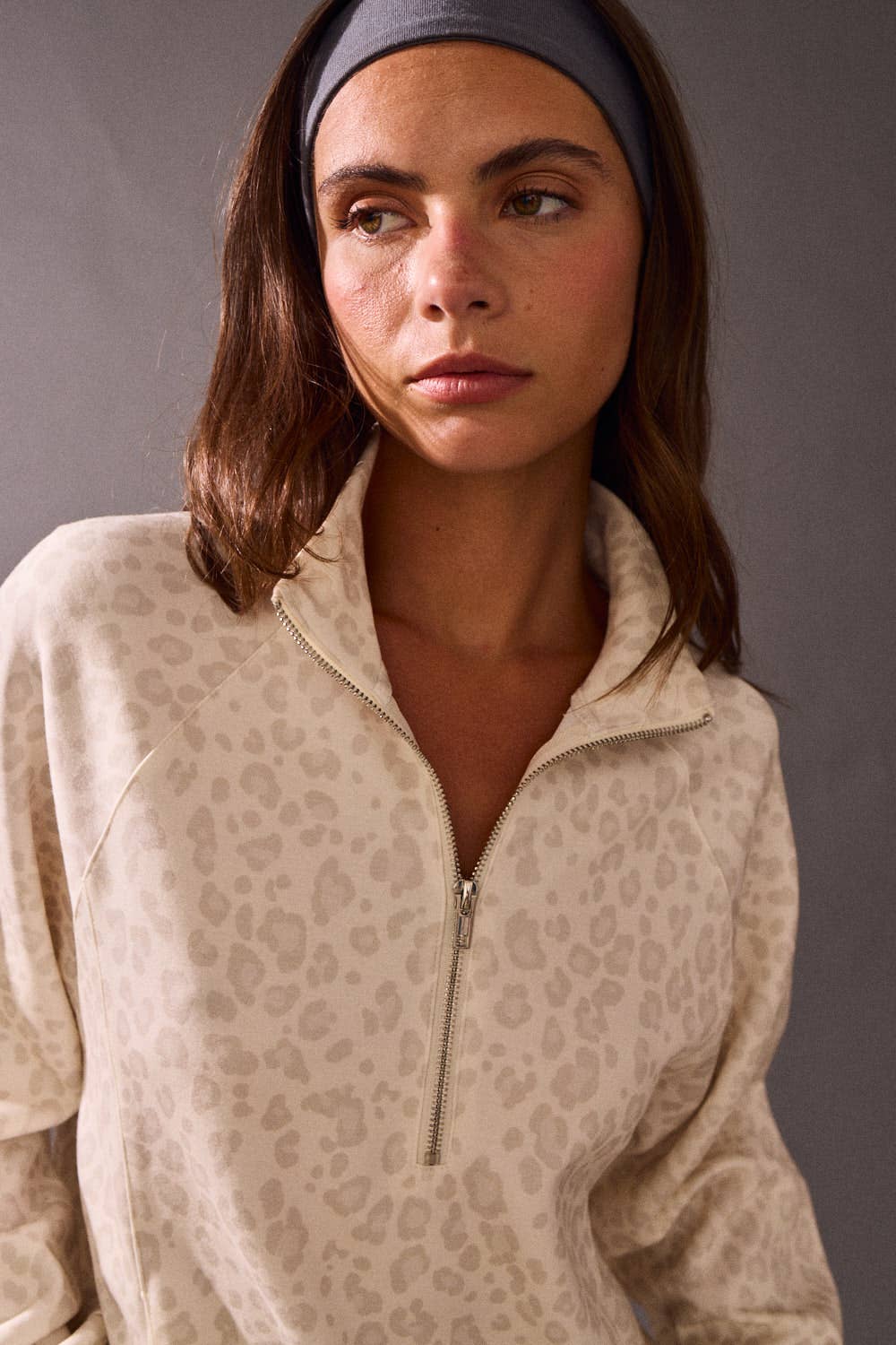 Marlene Leopard Quarter Zip Pullover