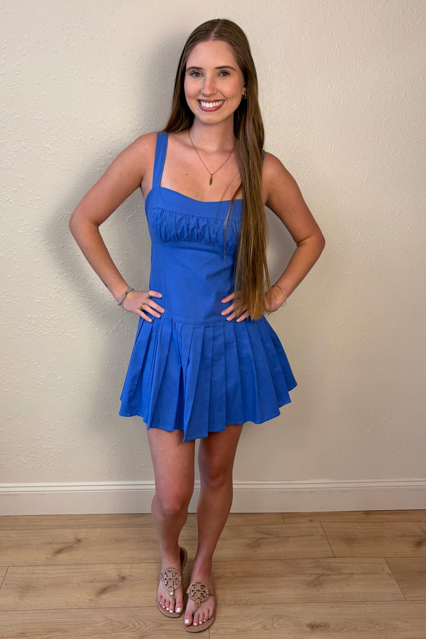 Marley Pleated Tie Back Mini Dress
