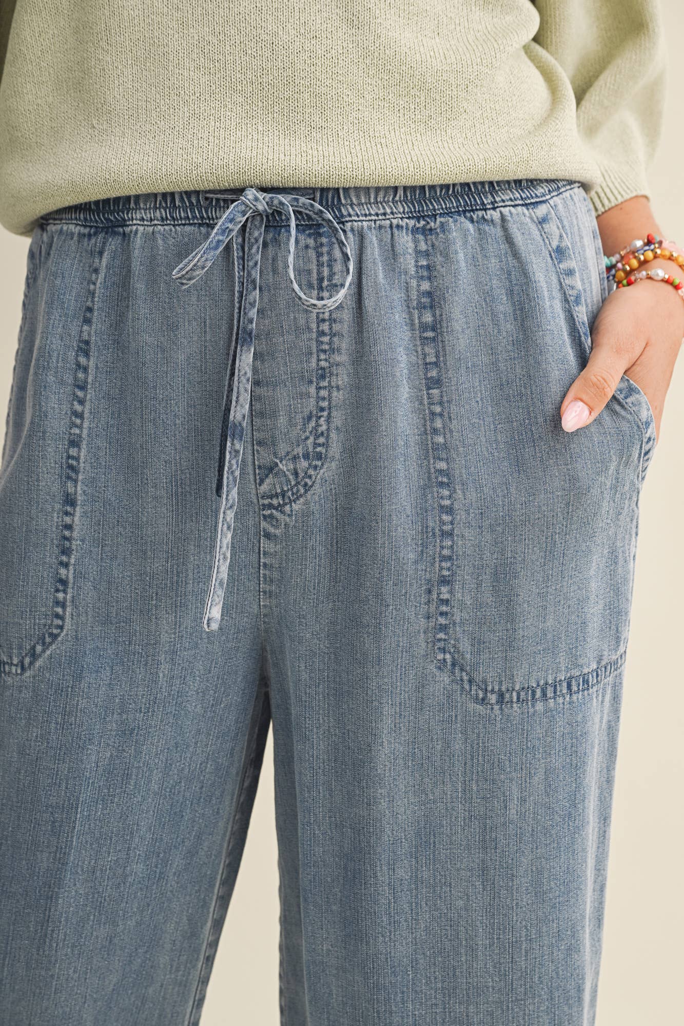 Liz Tencel Denim Cropped Pants
