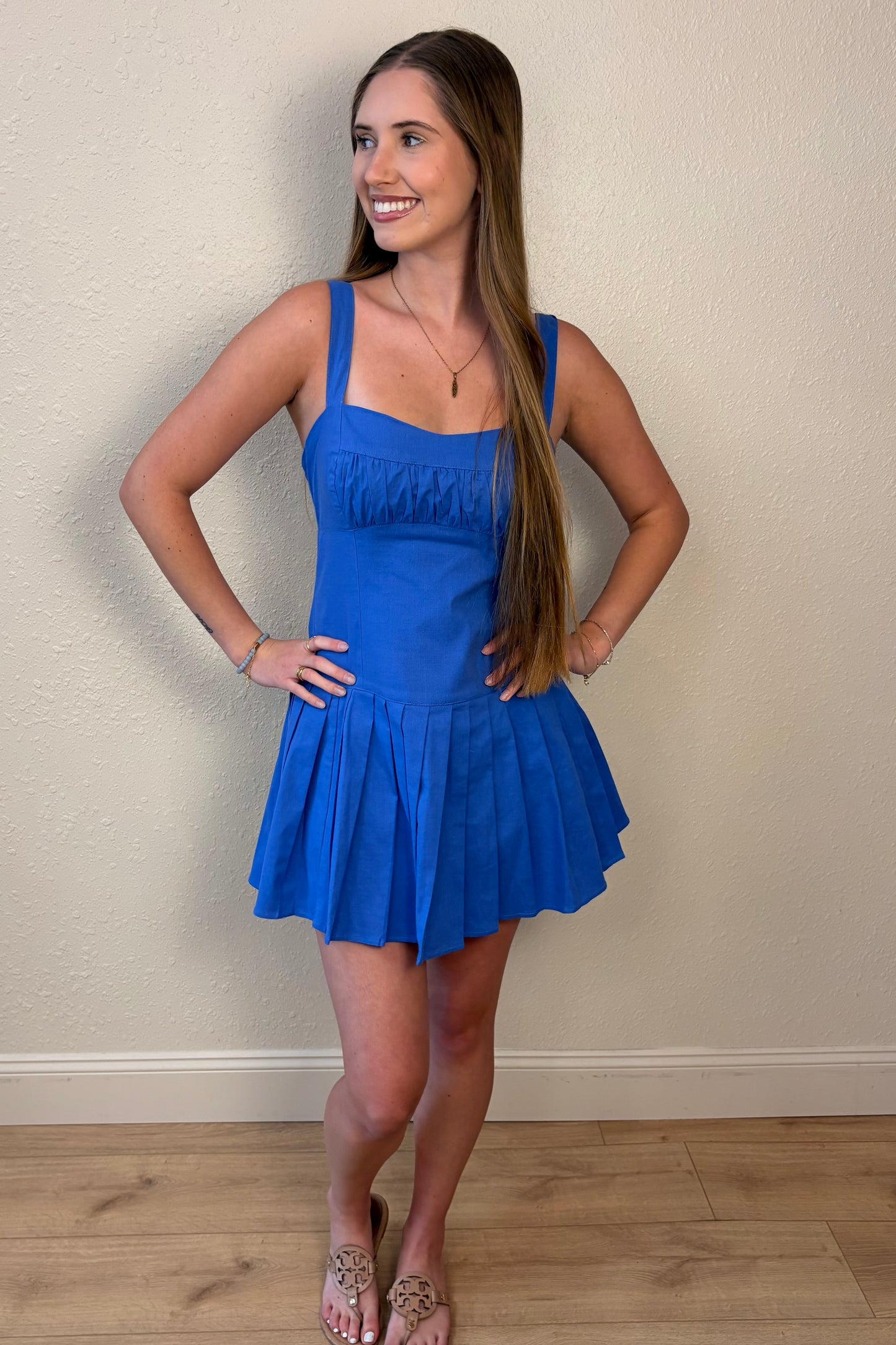 Marley Pleated Tie Back Mini Dress
