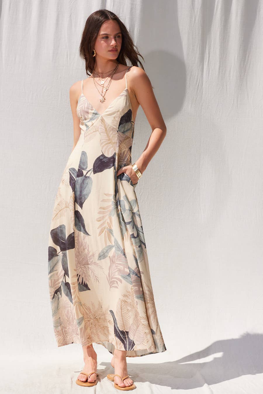 Gabriella Printed Open Back Maxi Dress