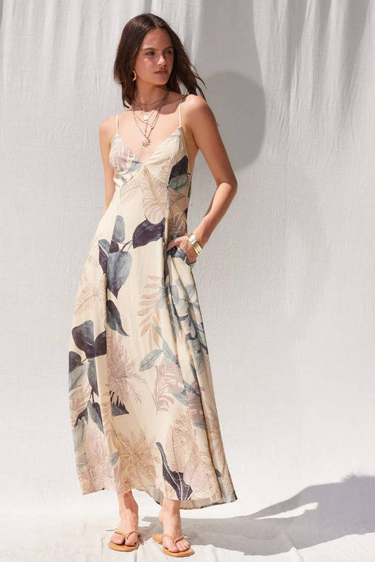 Gabriella Printed Open Back Maxi Dress