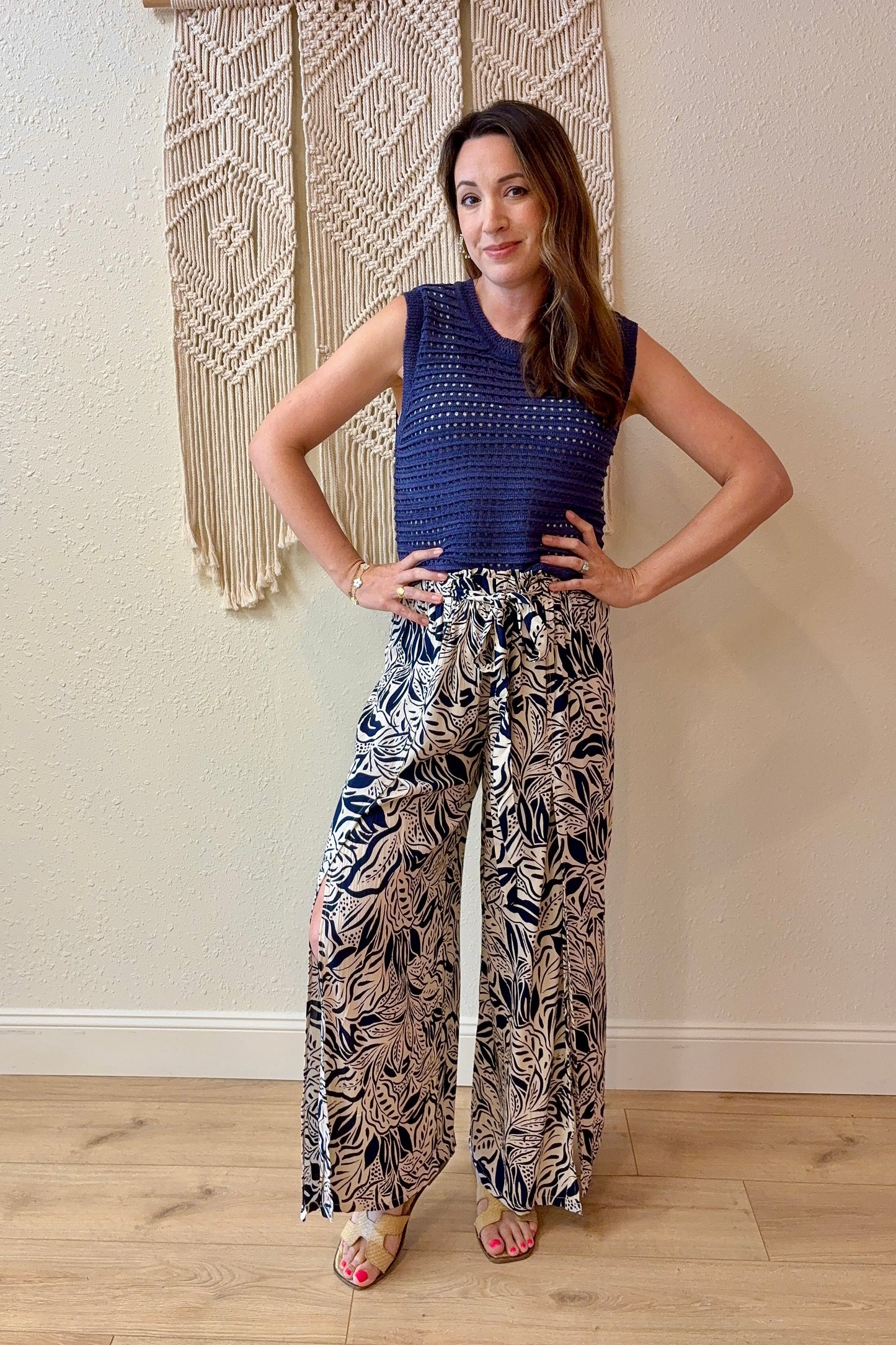 Soleil Tropical Floral Wide Leg Pants